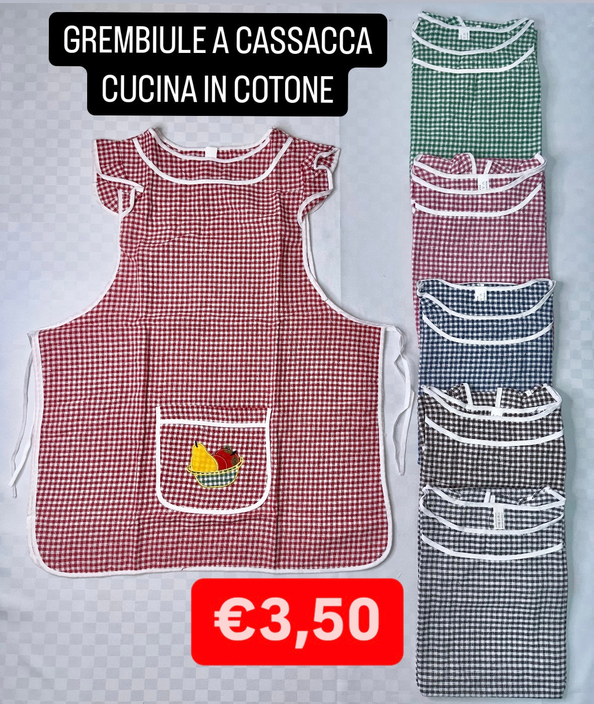 GREMBIULE A CASACCA CUCINA IN COTONE