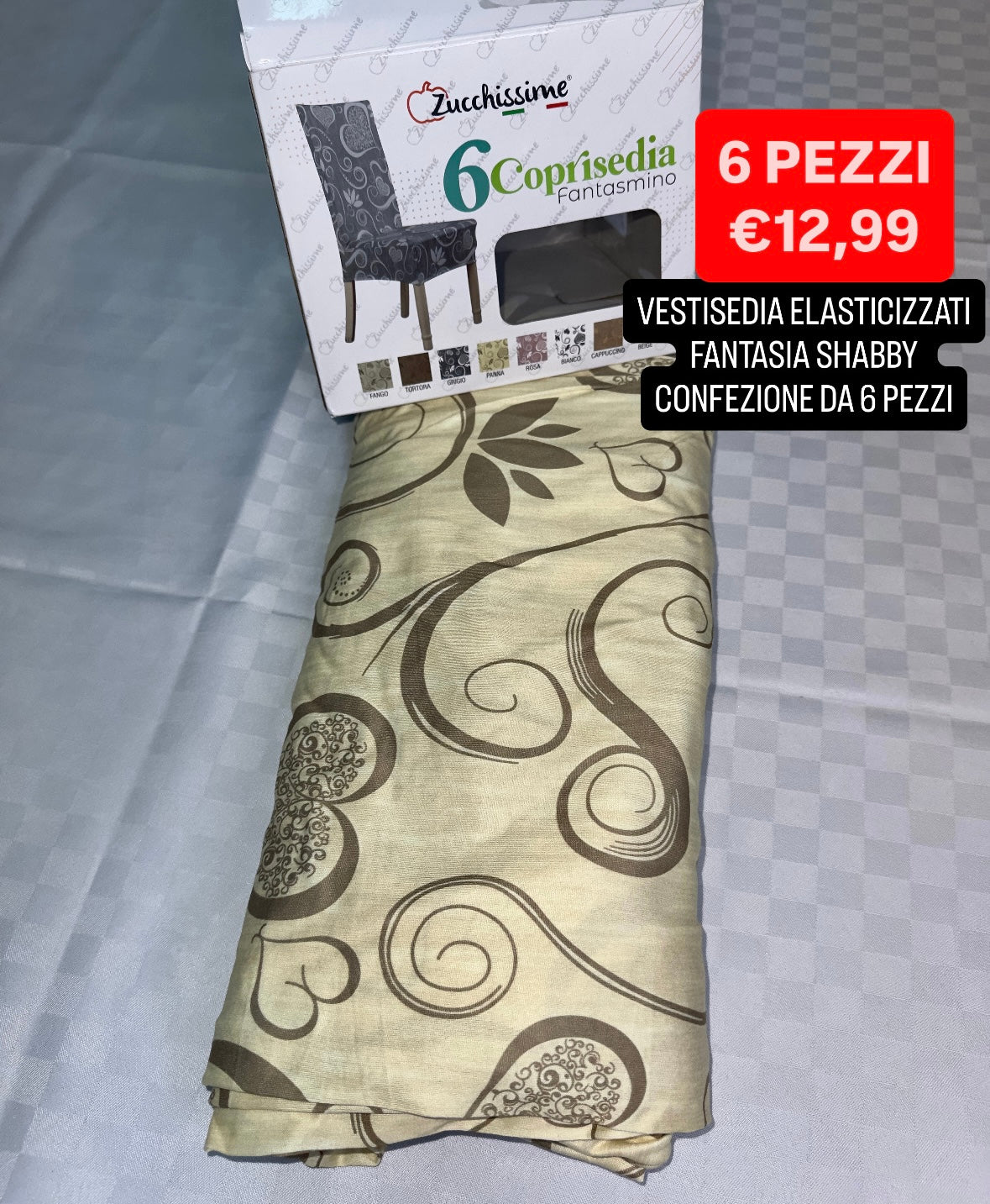 VESTISEDIA ELASTICIZZATI FANTASIA SHABBY CONFEZIONE DA 6 PEZZI