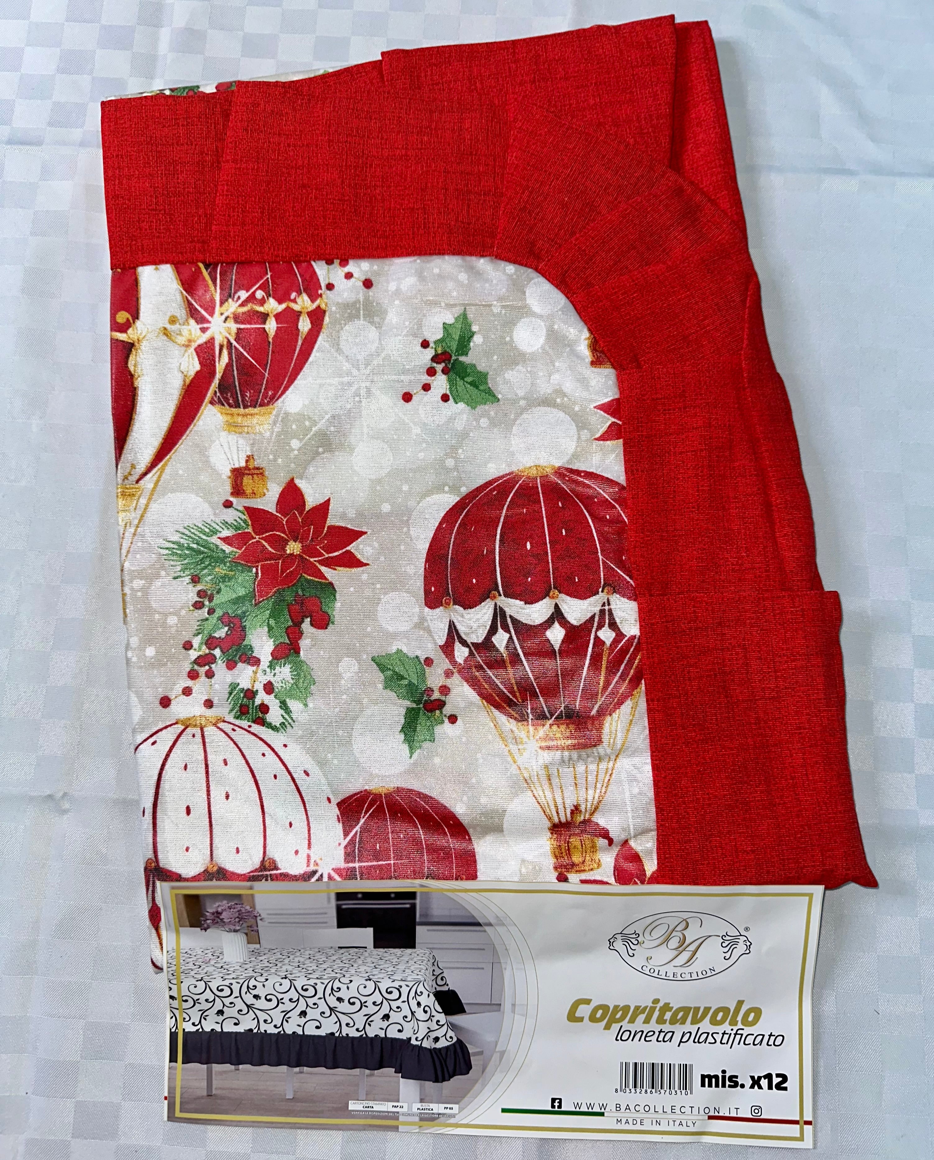 COPRITAVOLO PLASTIFICATO CON RICCIO NATALIZIO disponibile X6 persone e X12 persone