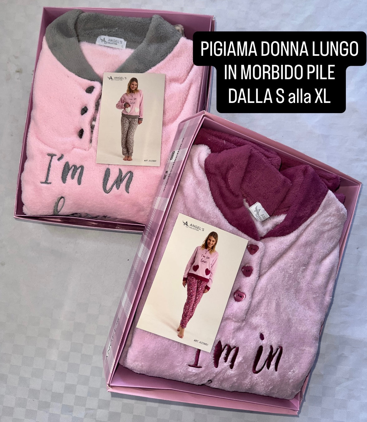 PIGIAMA DONNA IN MORBIDO PILE Manica lunga e Pantalone lungo