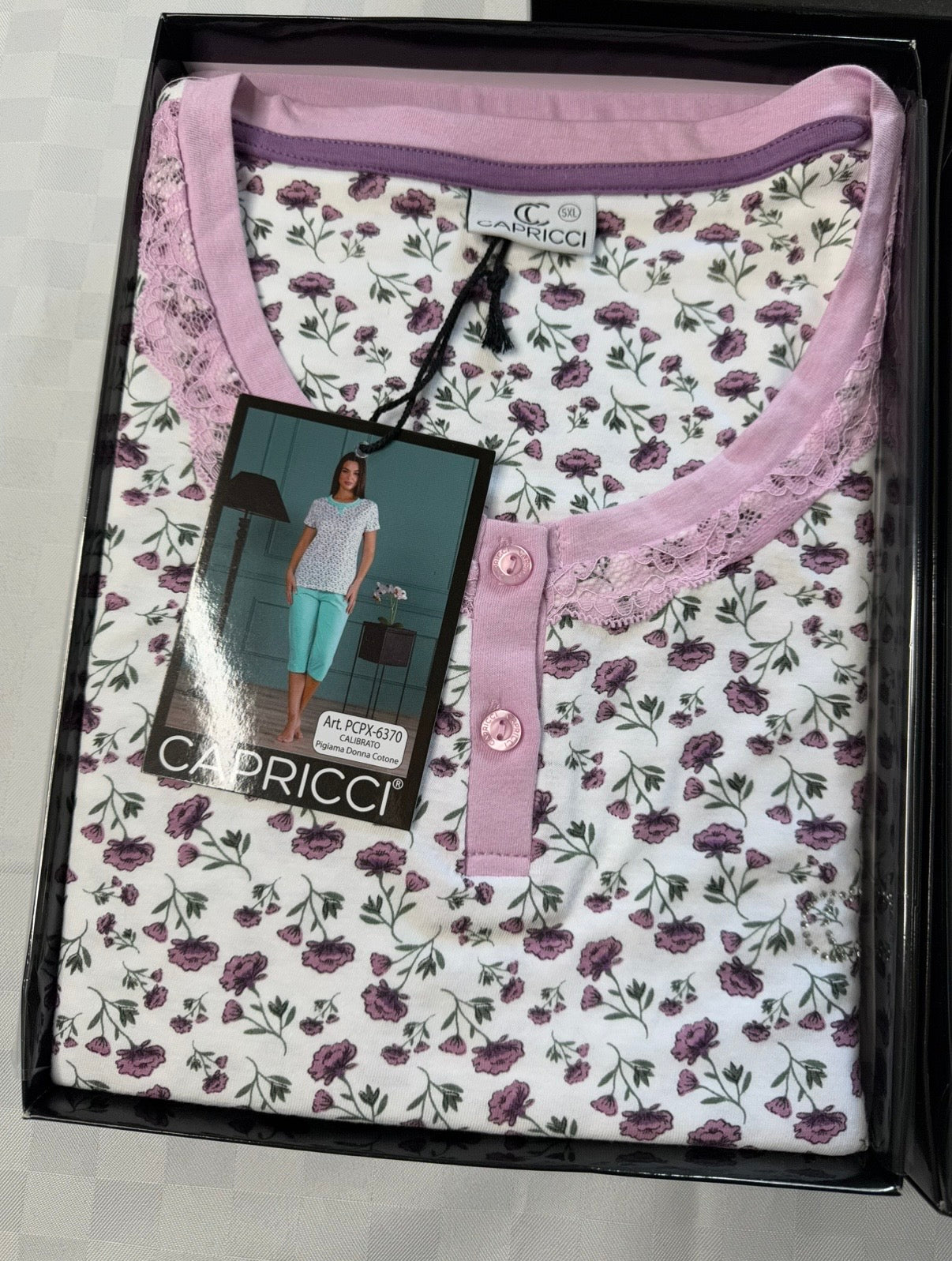 PIGIAMA DONNA CALIBRATO Mezza Manica e Pantalone a pinocchietto trequarti dalla 3XL alla 5XL in 100% cotone