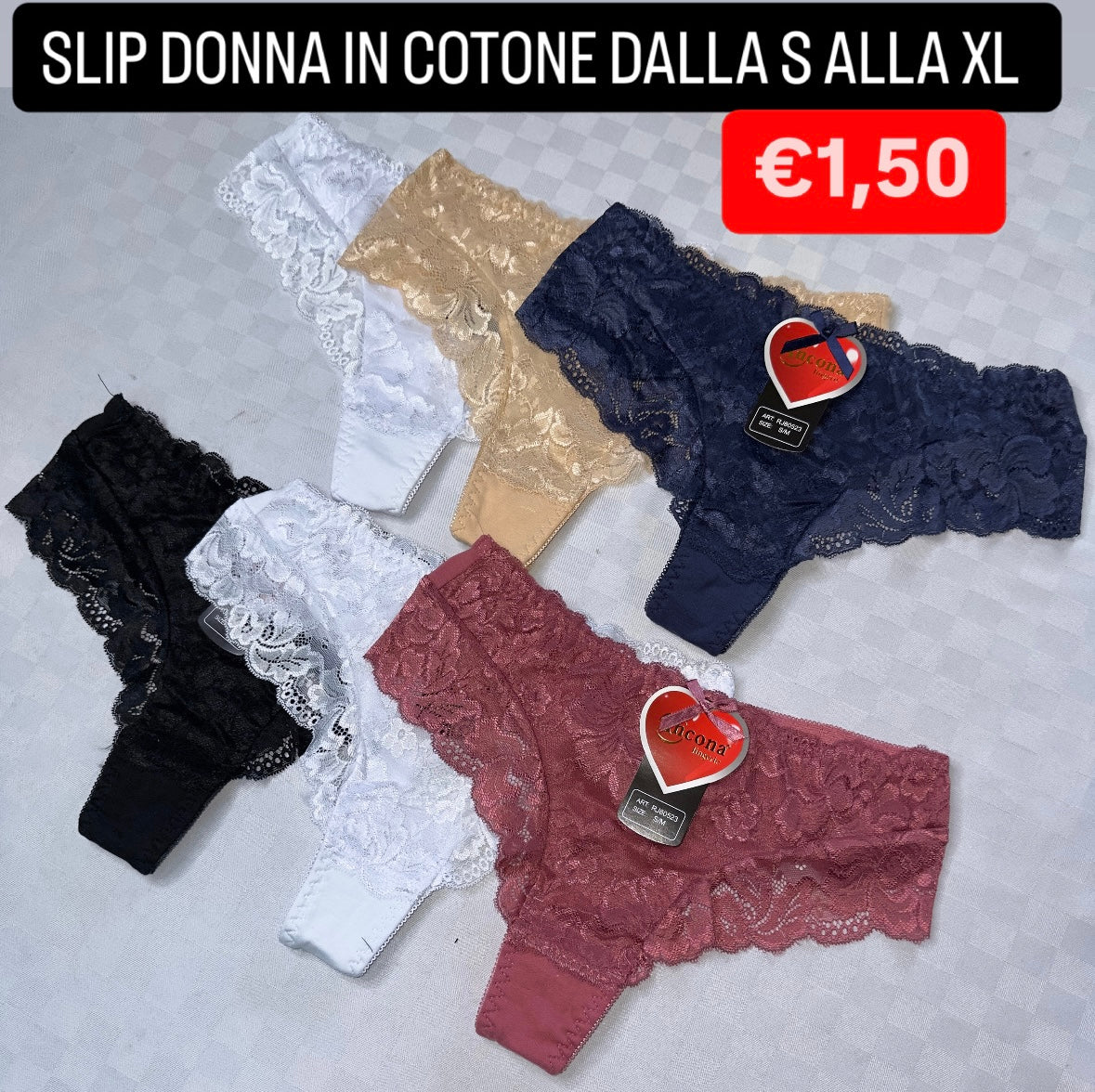 SLIP DONNA IN COTONE CON PIZZO