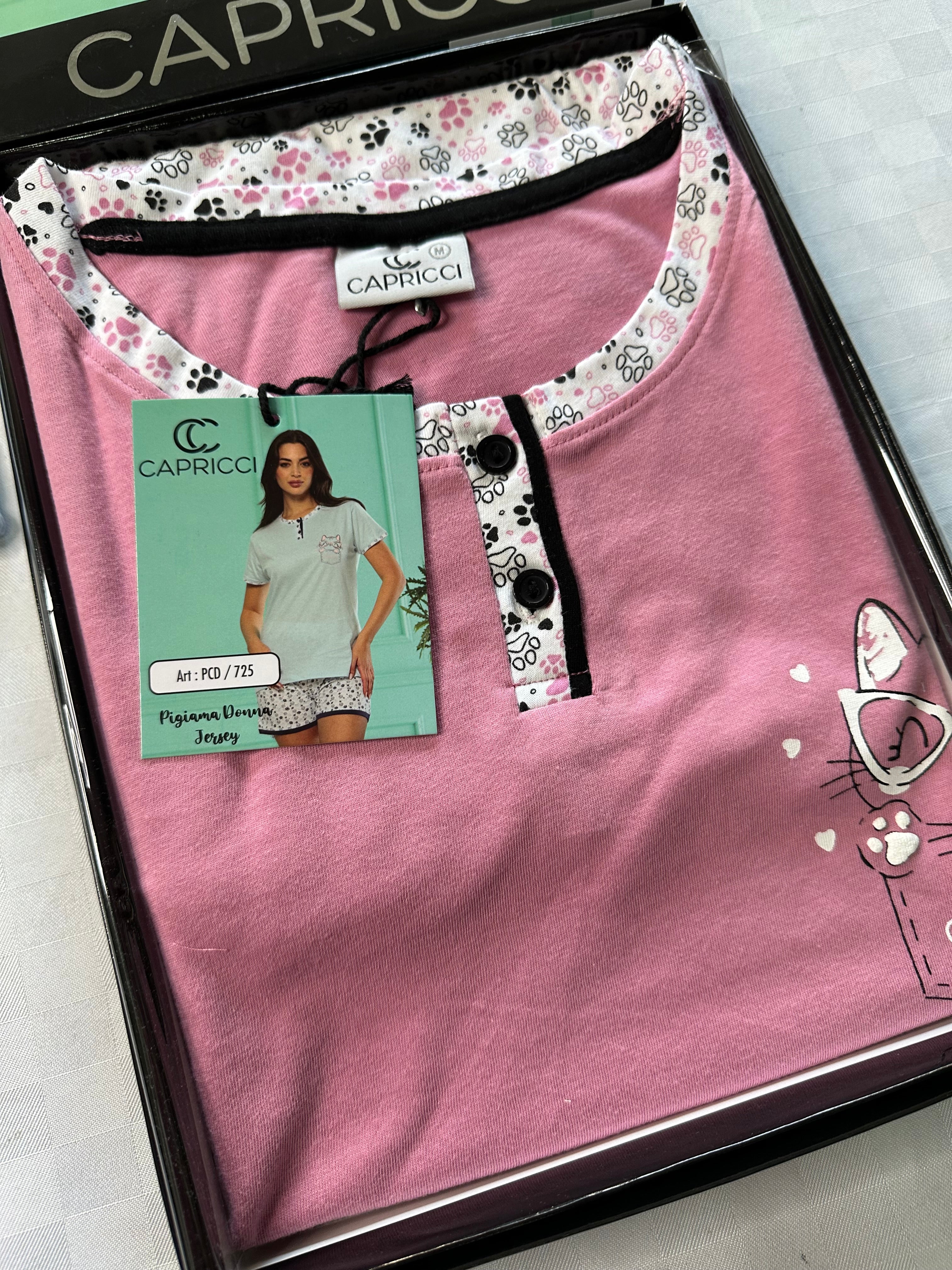 PIGIAMA DONNA IN COTONE 100% MEZZA MANICA E PANTALONCINO