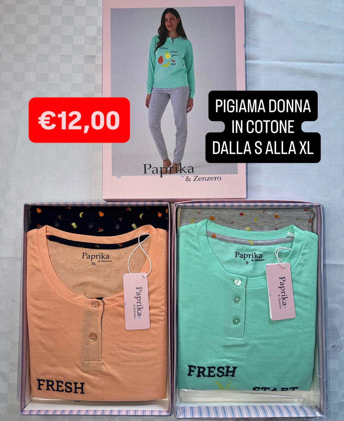 PIGIAMA DONNA IN COTONE Manica lunga e Pantalone lungo