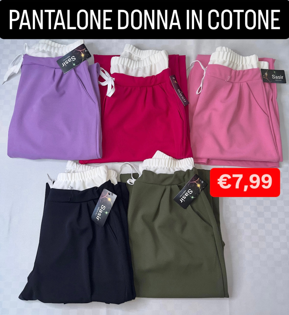 PANTALONE DONNA IN COTONE Taglia unica