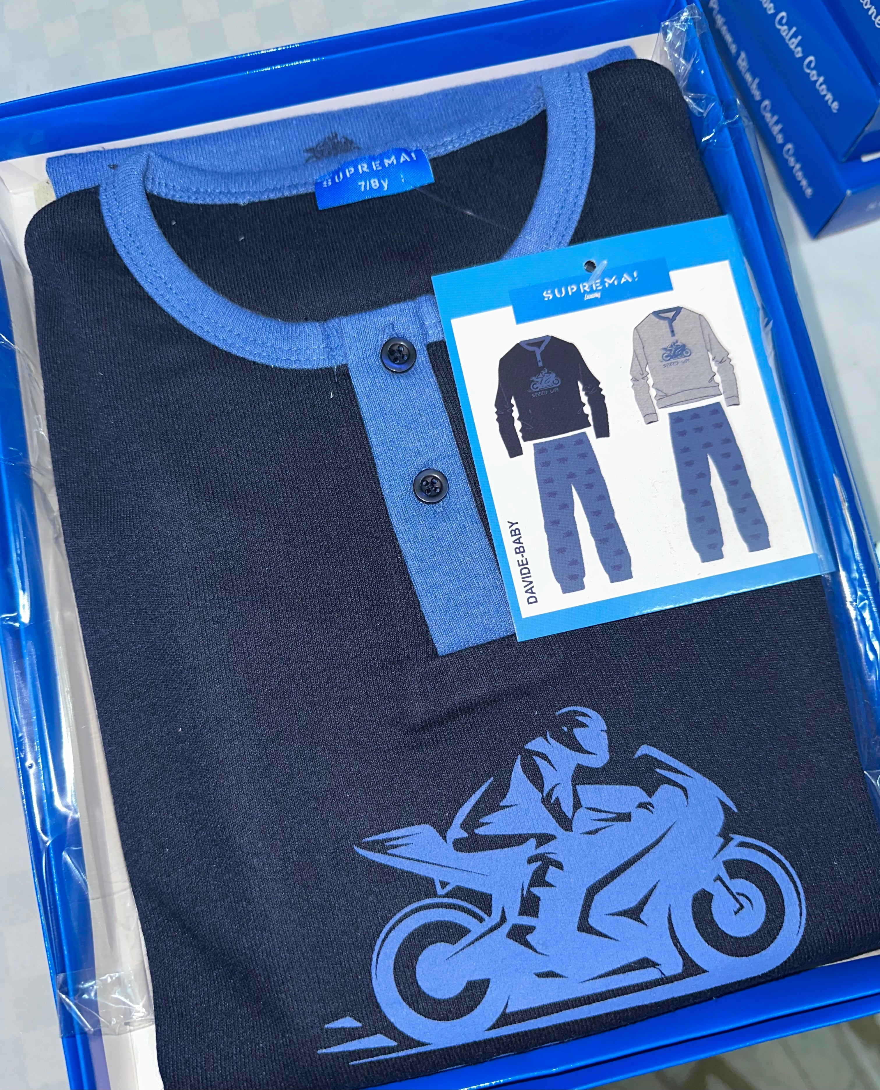 PIGIAMA BIMBO IN COTONE CALDO Manica Lunga e Pantalone lungo