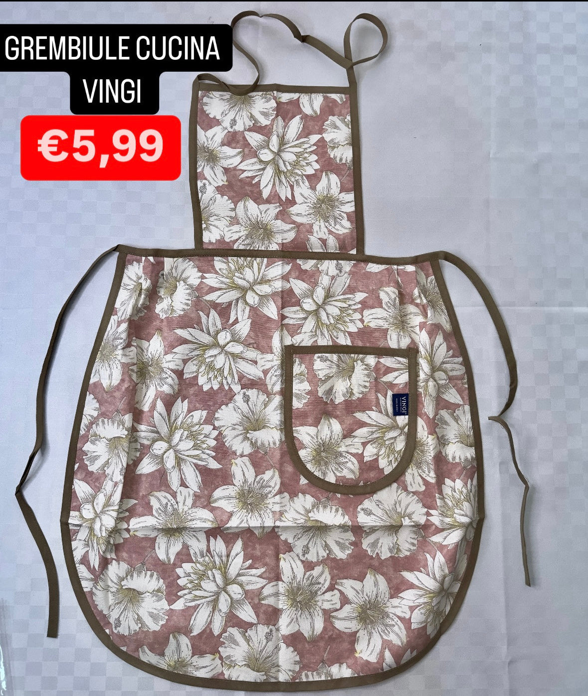 GREMBIULE CUCINA VINGI IN COTONE CON LACCI