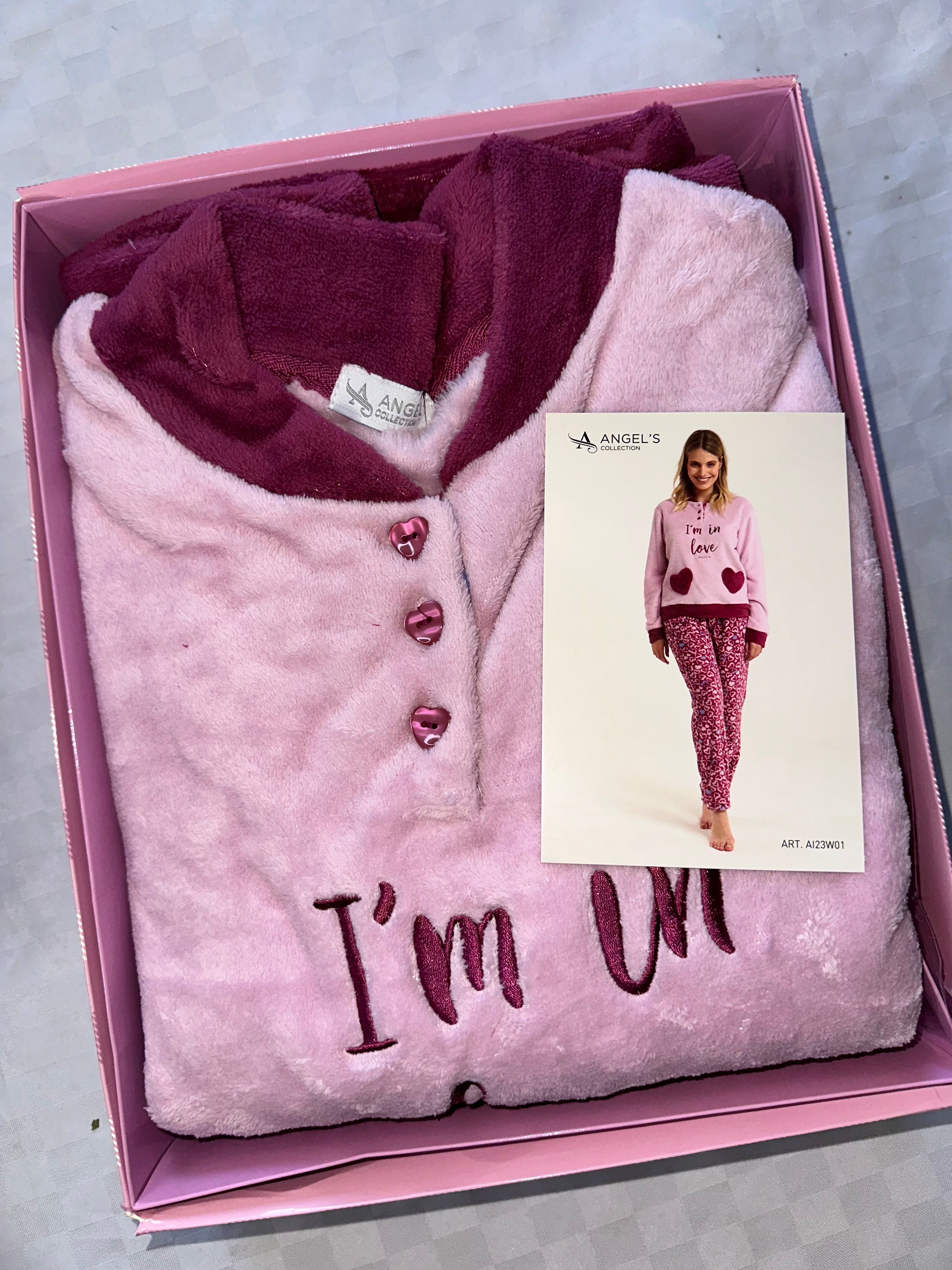 PIGIAMA DONNA IN MORBIDO PILE Manica lunga e Pantalone lungo