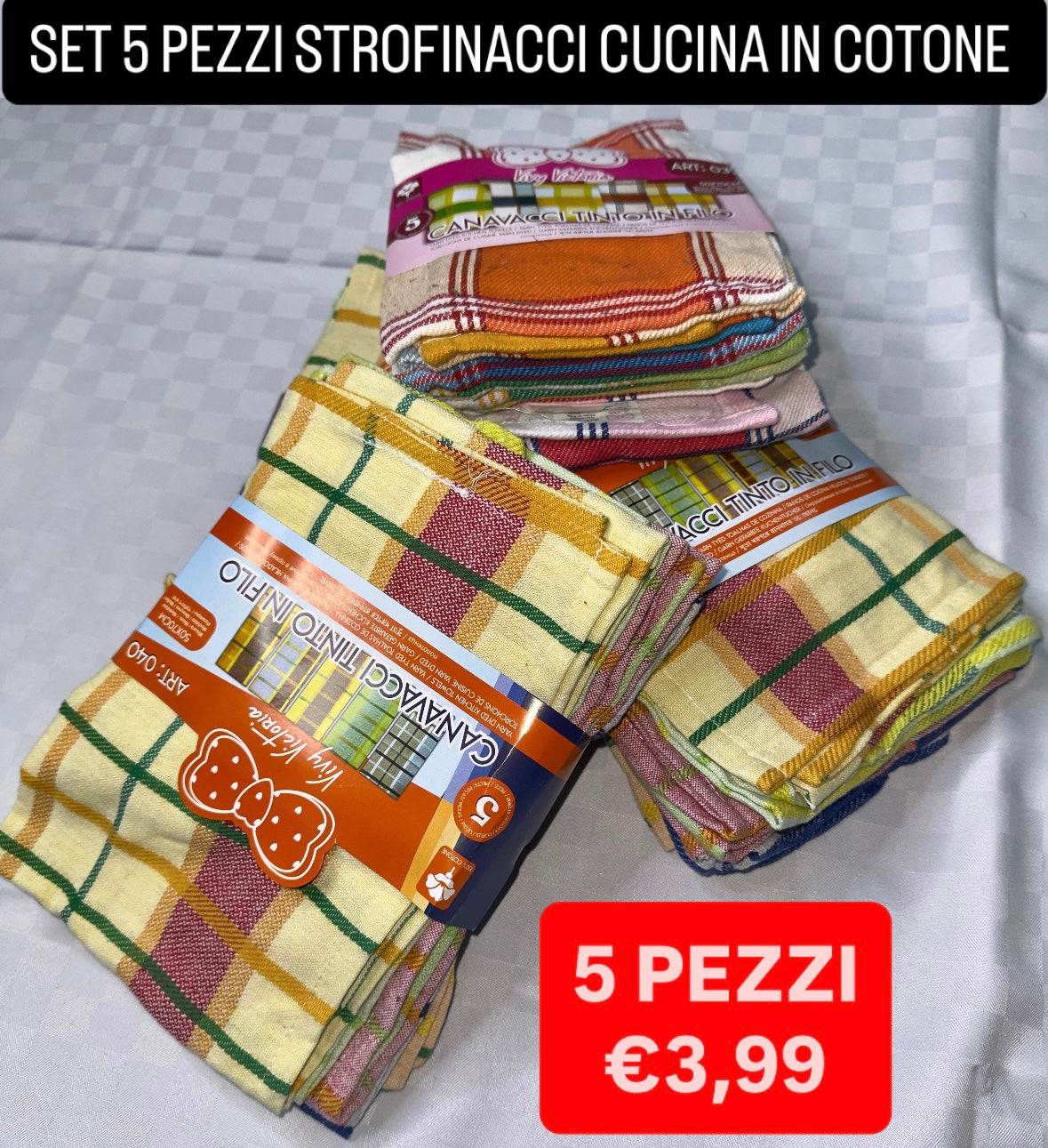 STROFINACCI CUCINA IN COTONE SET DA 5 PEZZI