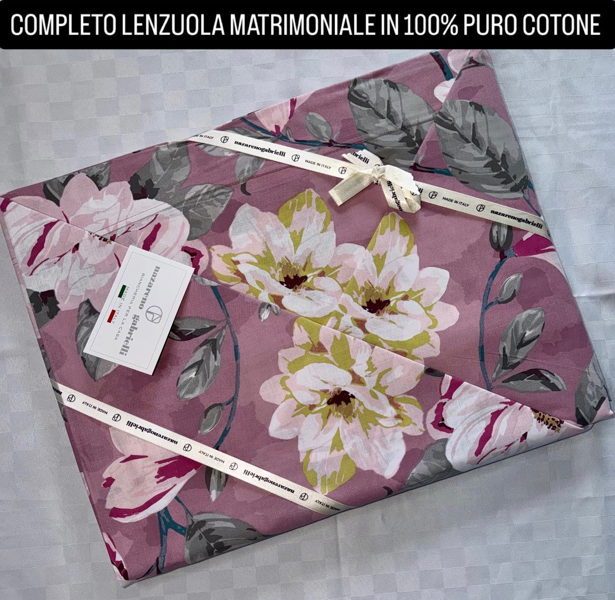 COMPLETO LENZUOLA MATRIMONIALE IN 100% PURO COTONE , contiene Lenzuolo sopra, Lenzuolo sotto con angoli e due Federe