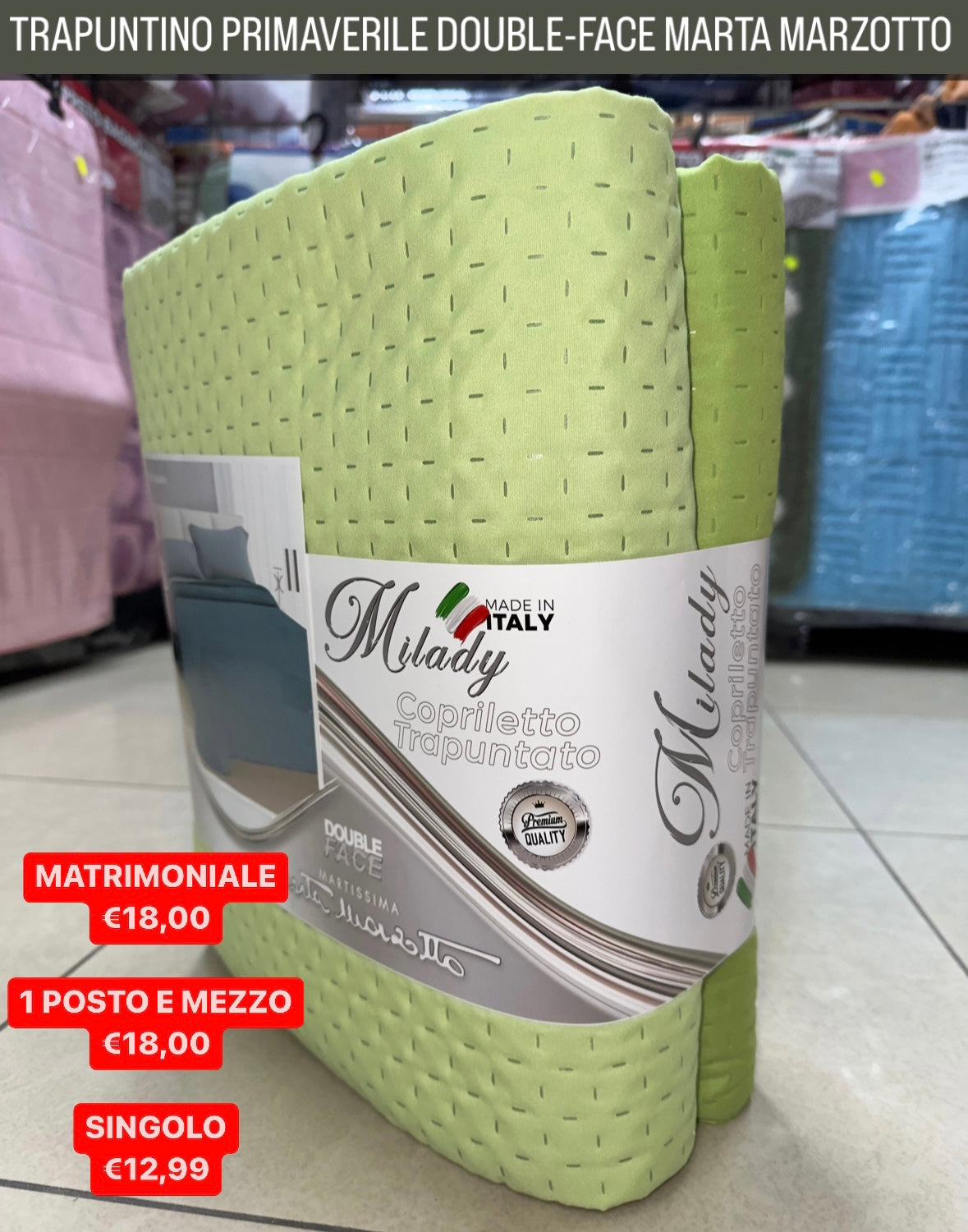 TRAPUNTINO COPRILETTO PRIMAVERILE MARTA MARZOTTO Matrimoniale Singolo e 1 Posto e mezzo.