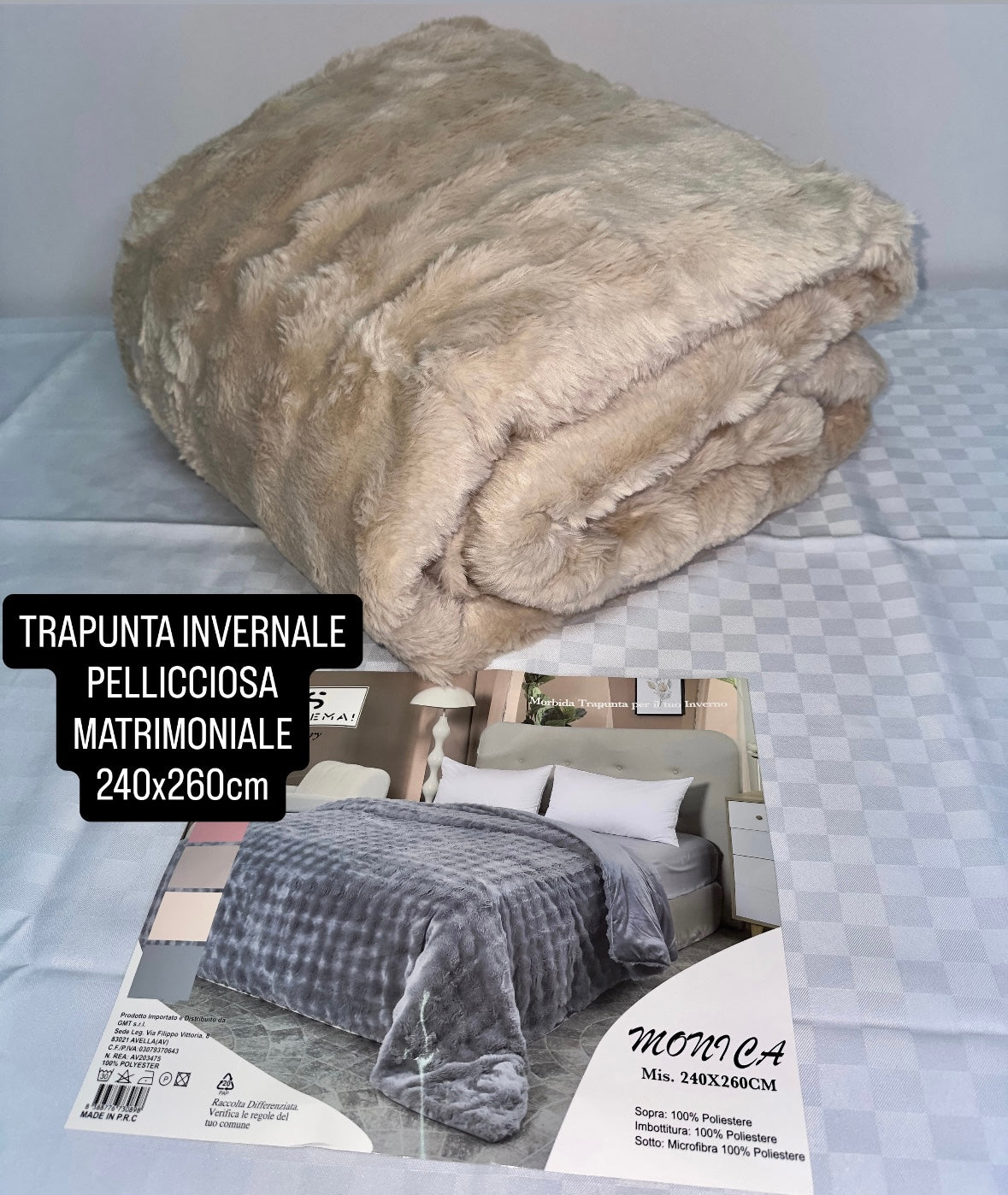 TRAPUNTA INVERNALE MATRIMONIALE PELLICCIOSA 240x260cm