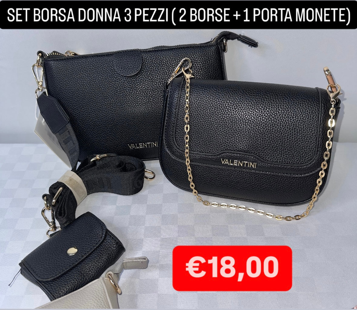 BORSA DONNA 3 PEZZI ( 2 BORSE + 1 PORTA MONETE) Valentini