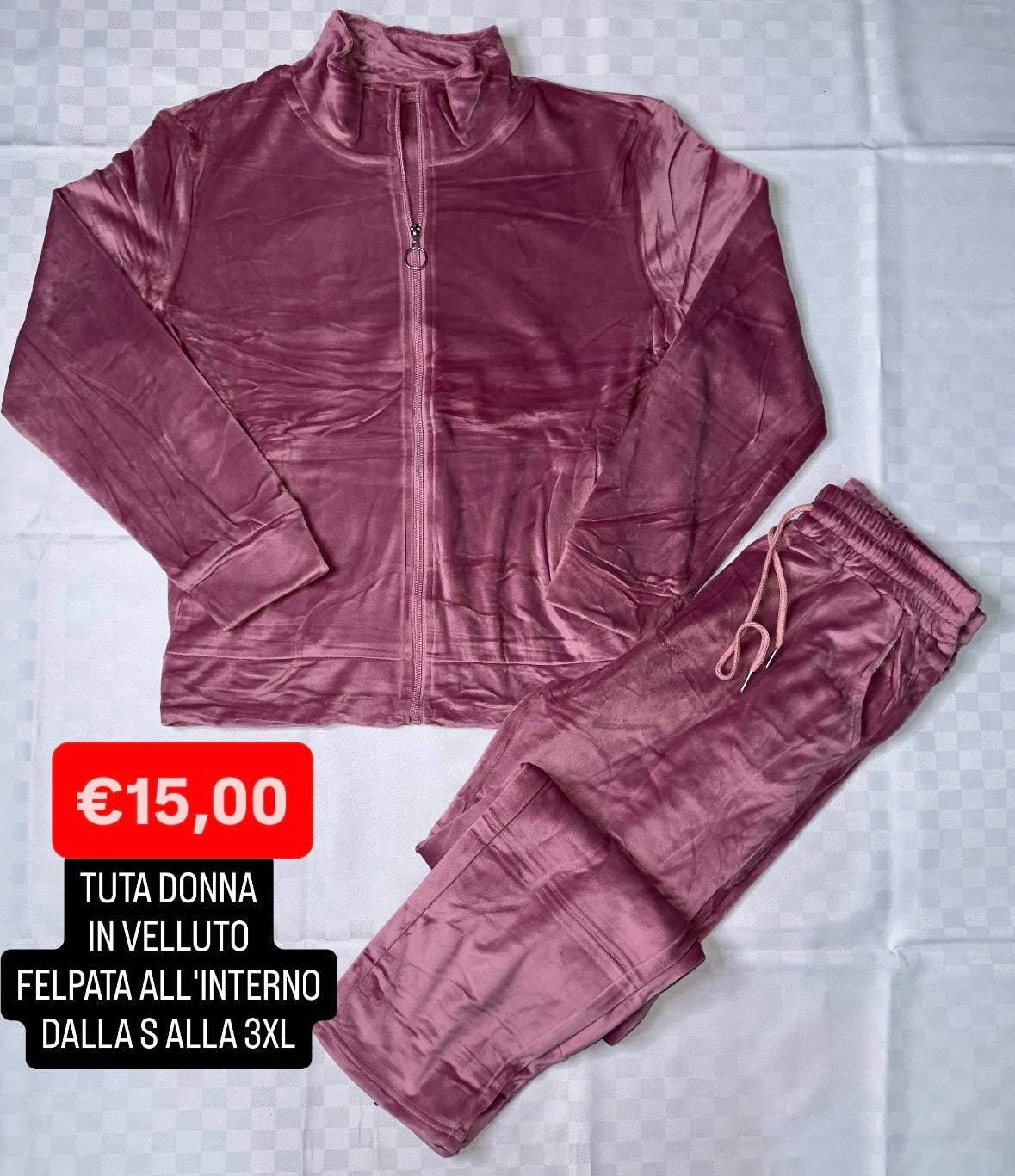 TUTA DONNA IN VELLUTO FELPATA ALL'INTERNO