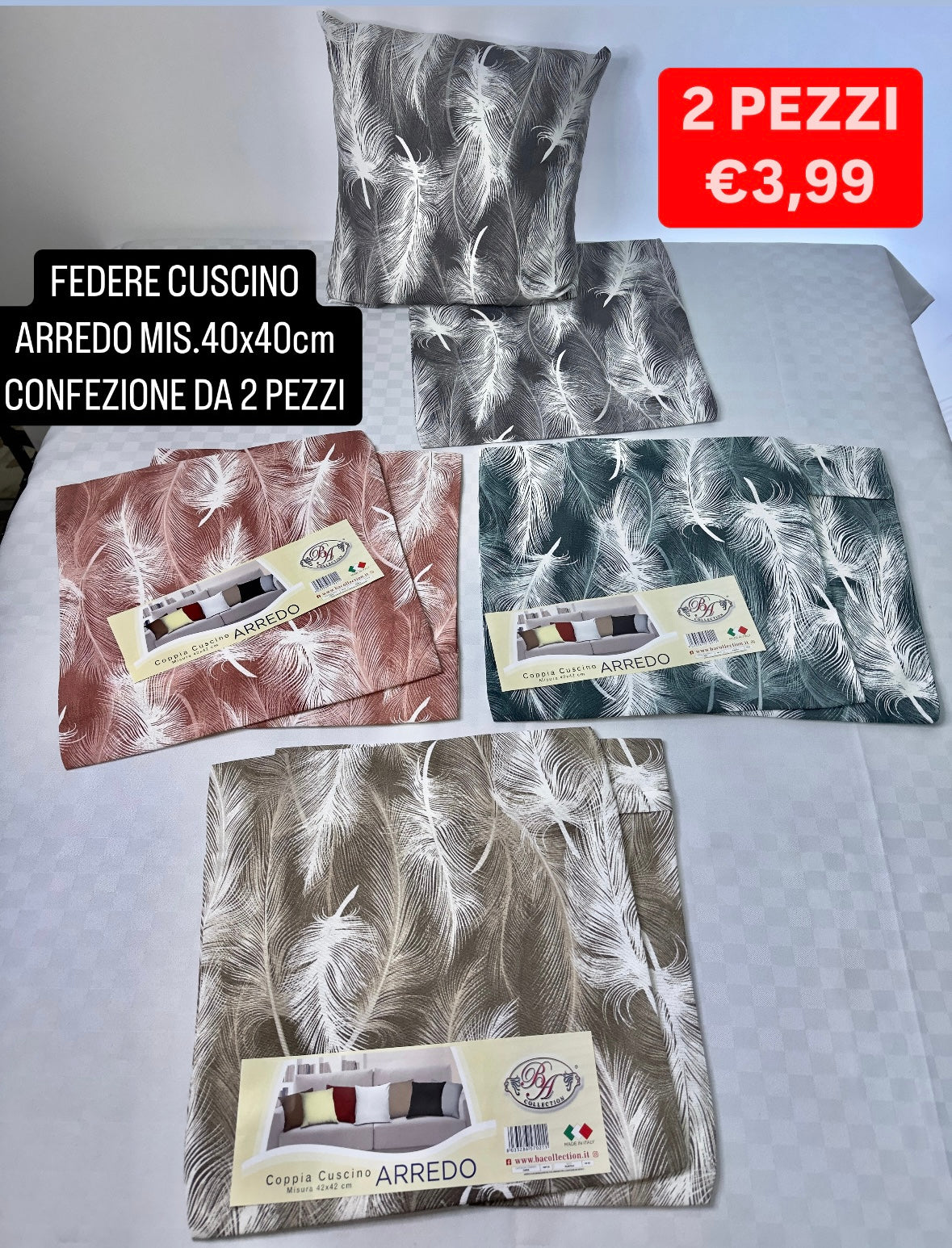 FEDERE CUSCINO
ARREDO MIS.40x40cm FANTASIA SOFI
CONF.DA 2 PEZZI