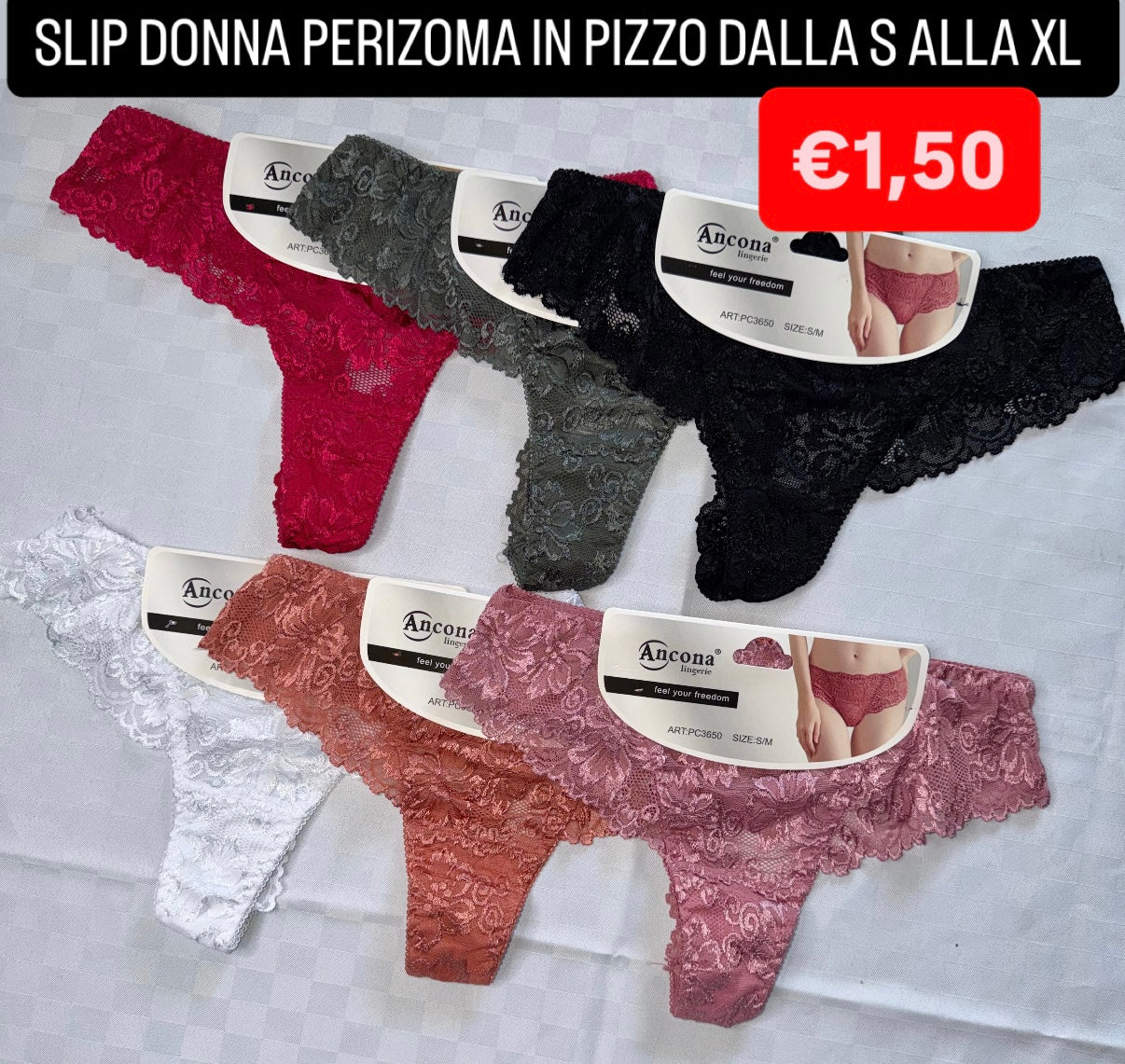 SLIP PERIZOMA DONNA in pizzo (COLORE CASUALE)