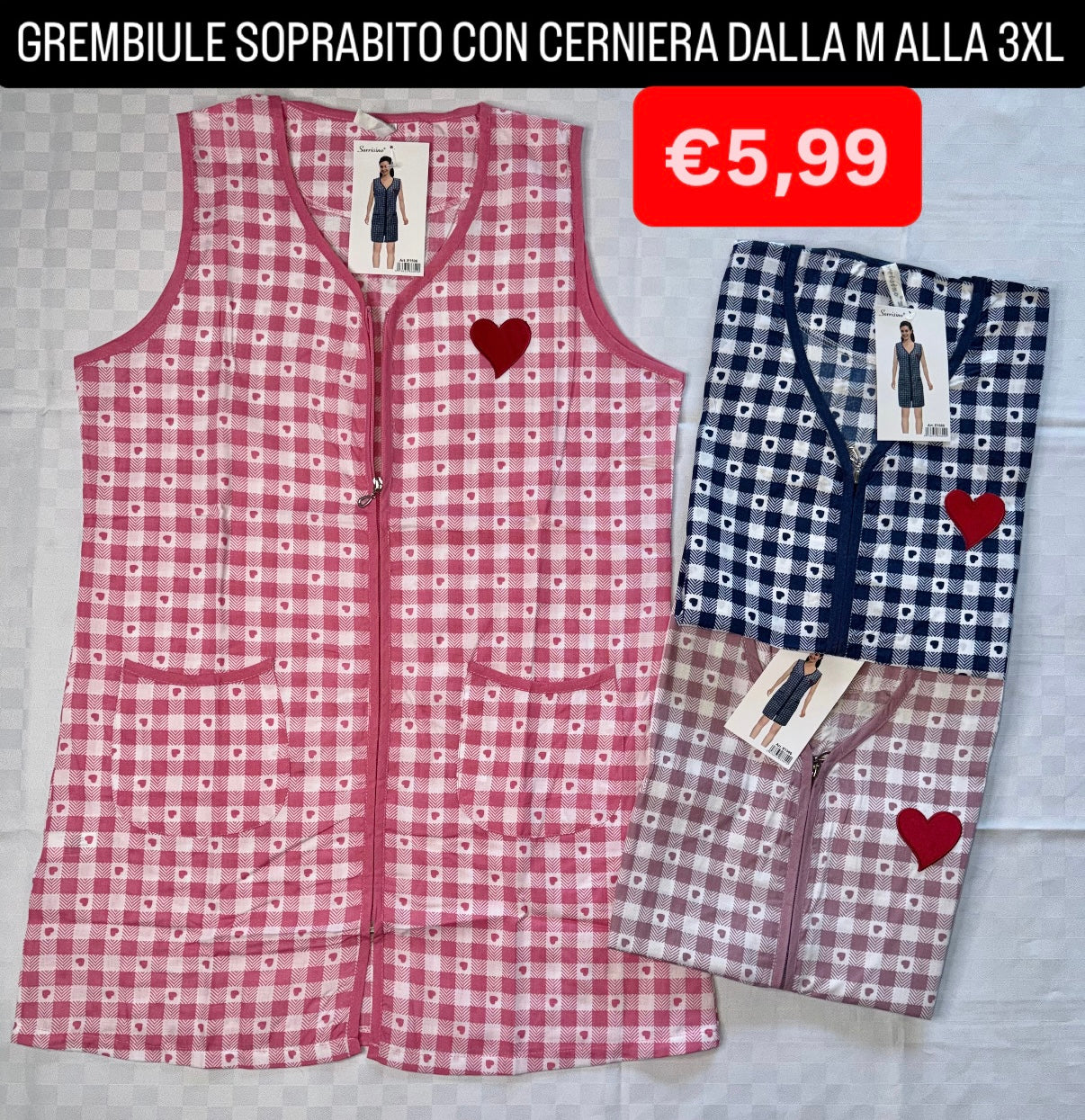 GREMBIULE SOPRABITO CON CERNIERA IN COTONE