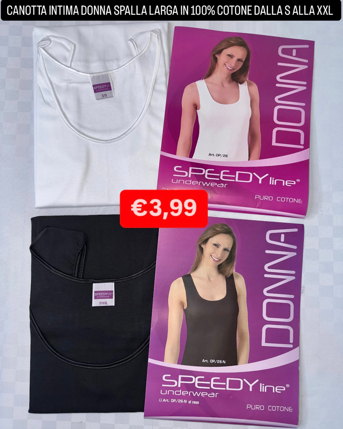 CANOTTA INTIMA DONNA SPALLA LARGA IN 100% COTONE
