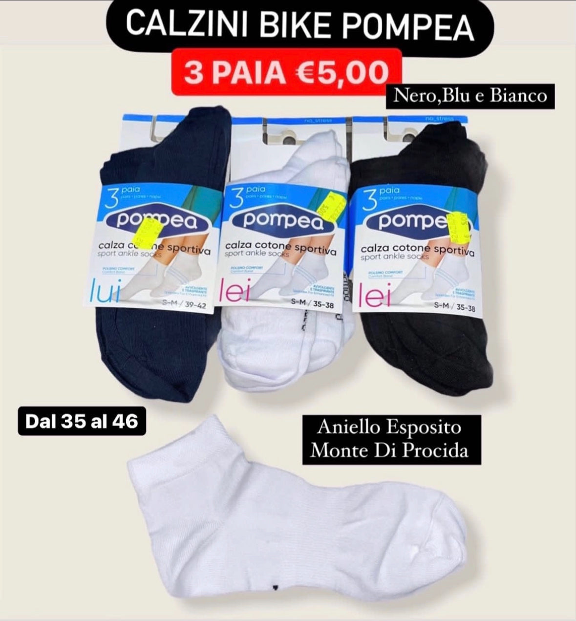 CALZINO BIKE POMPEA IN COTONE CONFEZIONE DA 3 PAIA