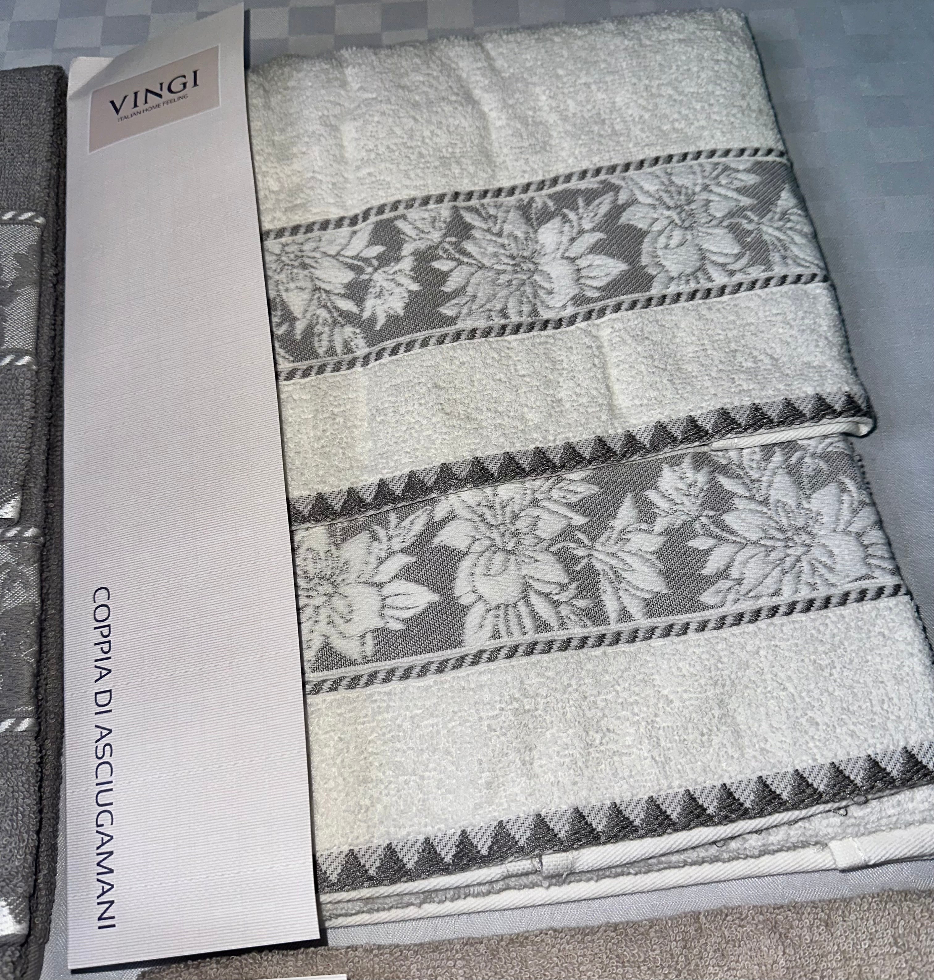 COPPIA DI ASCIUGAMANI VINGI IN OTTIMA SPUGNA 1 Grande Viso + 1 Piccola Ospite art.Ivonne