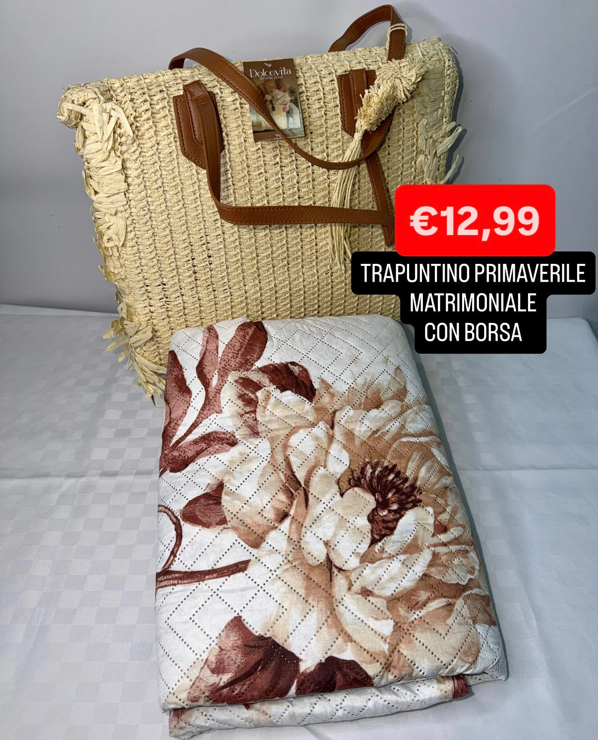 TRAPUNTINO PRIMAVERILE MATRIMONIALE 260x260cm CON BORSA IN OMAGGIO