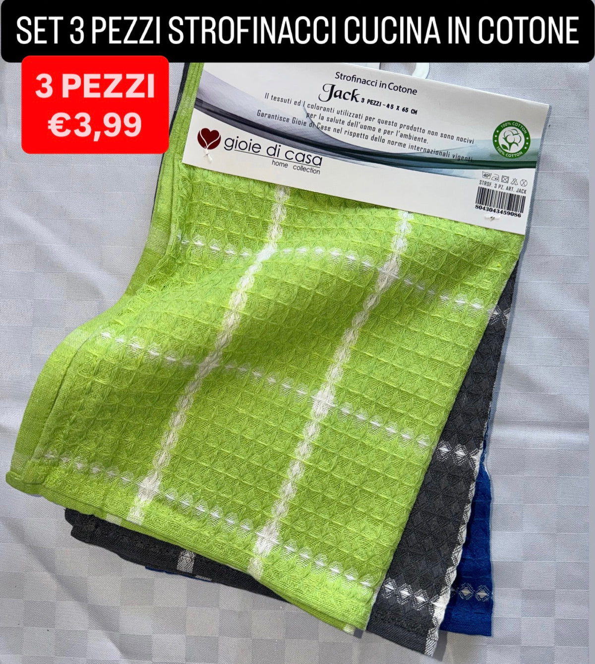 STROFINACCI CUCINA CONFEZIONE DA 3 PEZZI IN COTONE