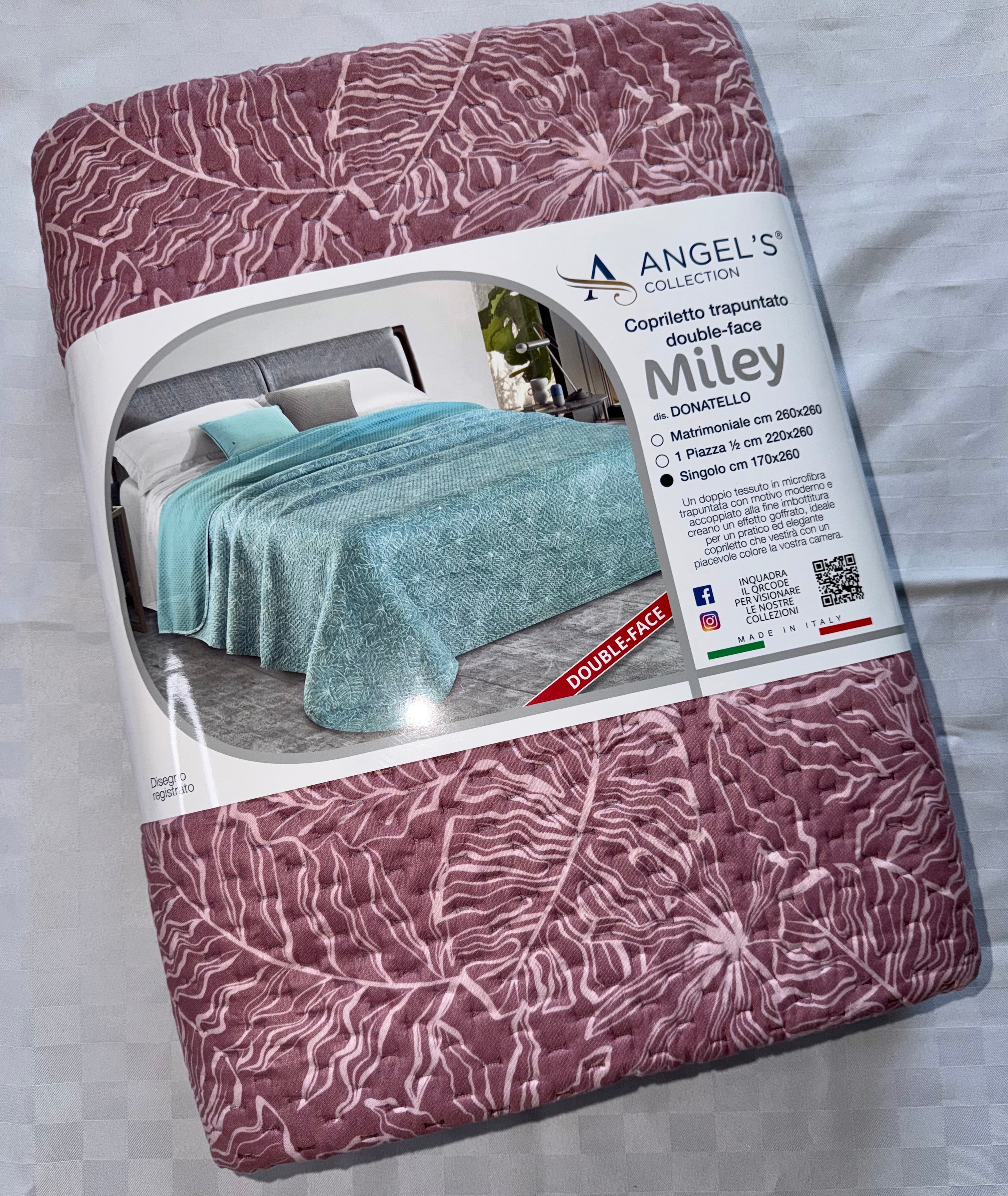 COPRILETTO ESTIVO PER LETTO SINGOLO misura 170x260cm DOUBLE-FACE (Fantasia e Tinta unita)