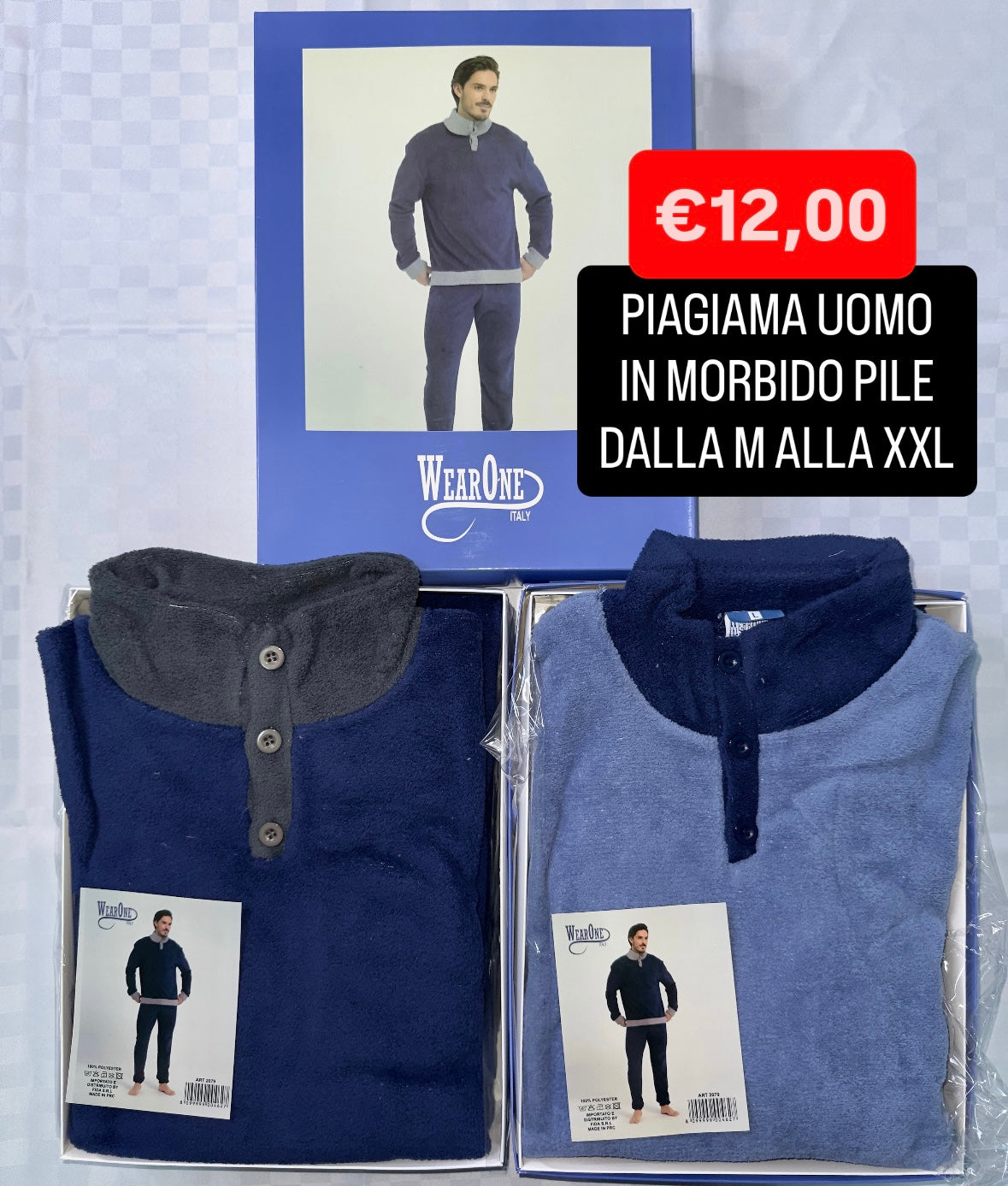 PIGIAMA UOMO IN MORBIDO PILE Manica lunga e Pantalone lungo
