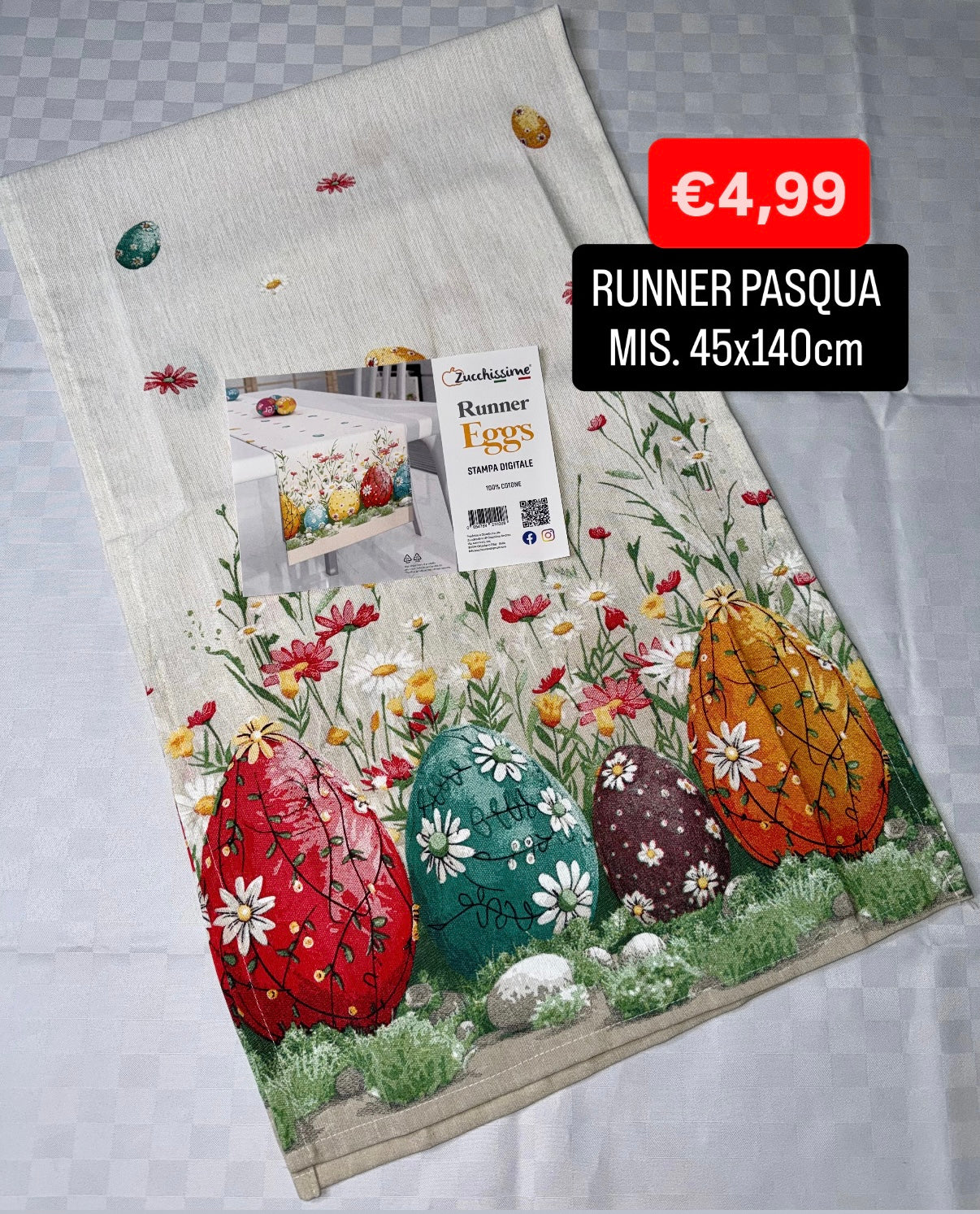 RUNNER CENTROTAVOLO PASQUA misura 45x140cm
