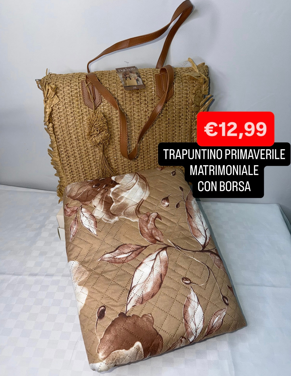 TRAPUNTINO PRIMAVERILE MATRIMONIALE 260x260cm CON BORSA IN OMAGGIO