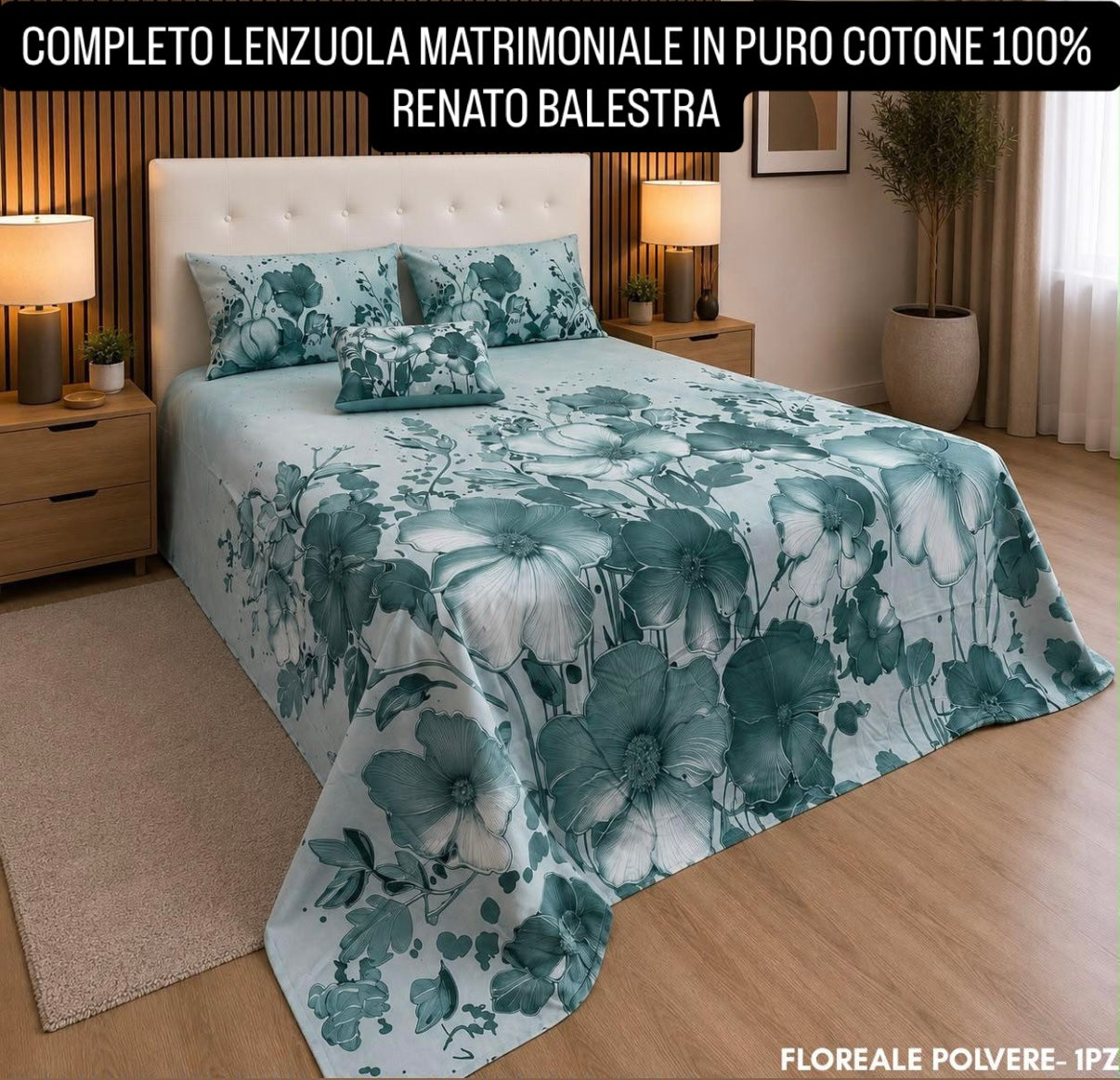 COMPLETO LENZUOLA MATRIMONIALE IN 100% PURO COTONE , contiene Lenzuolo sopra, Lenzuolo sotto con angoli e due Federe