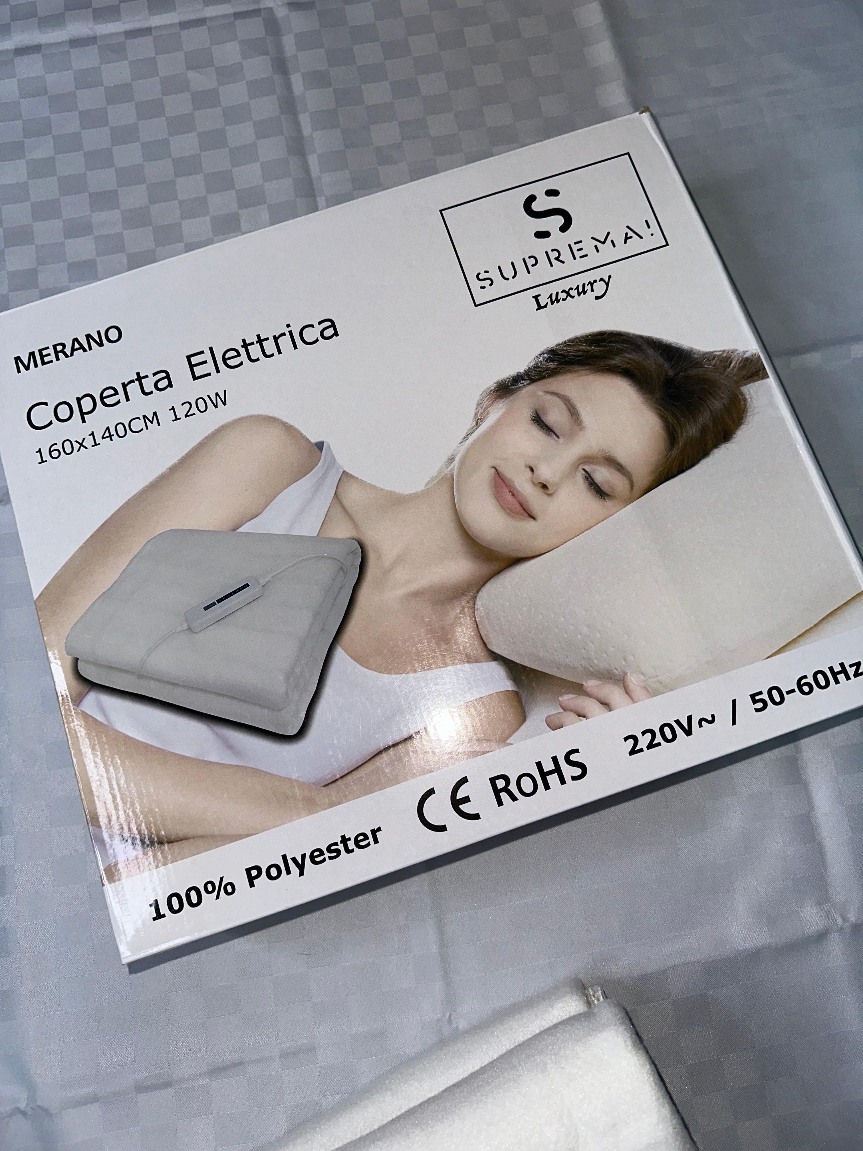 COPERTA SCALDALETTO ELETTRICA MATRIMONIALE 140x160cm CON 6 LIVELLI DI CALORE