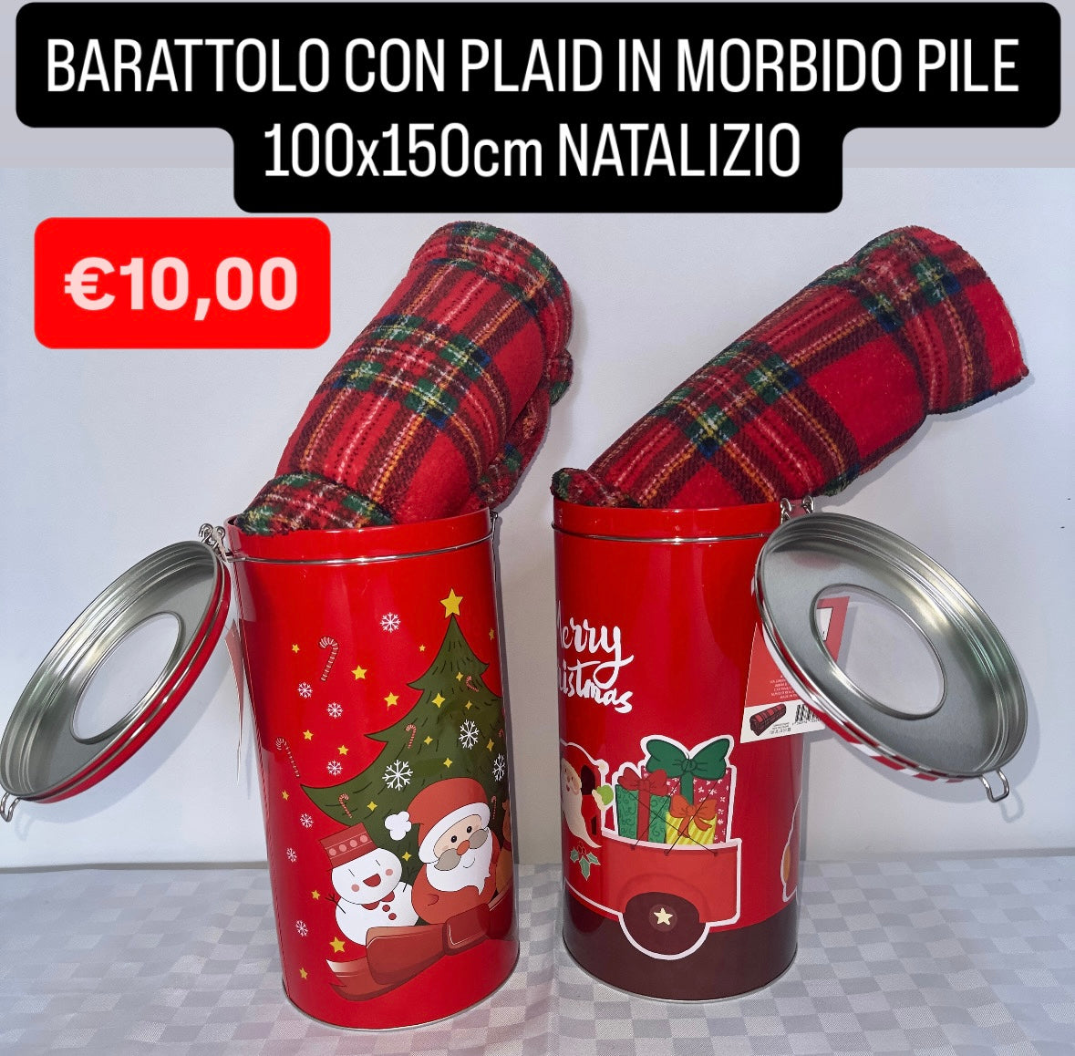 BARATTOLO CON PLAID IN MORBIDO PILE 100x150cm NATALIZIO
