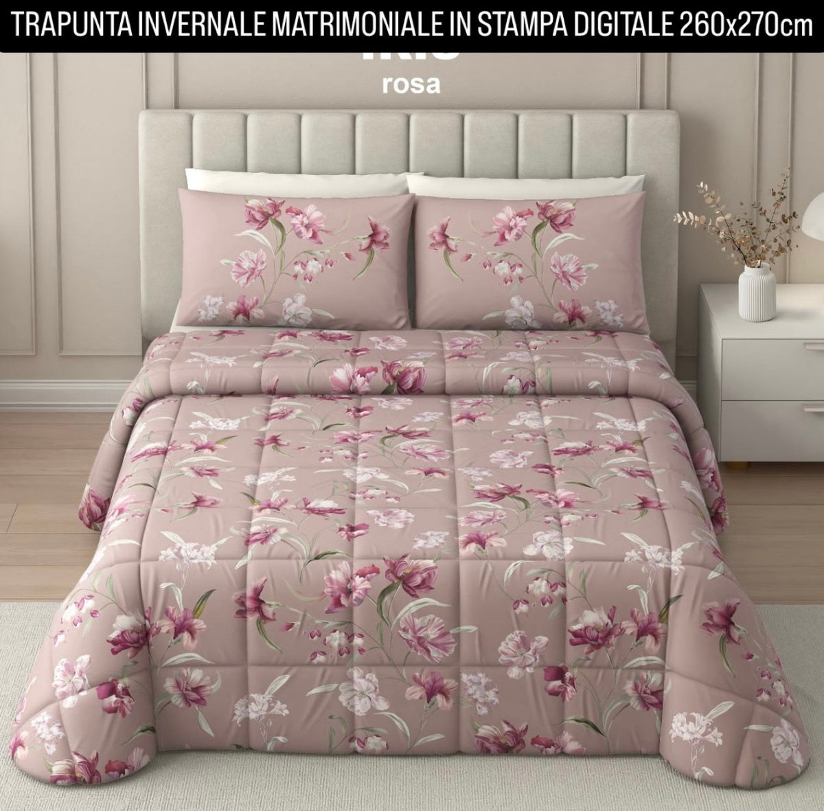 TRAPUNTA INVERNALE MATRIMONIALE IN STAMPA DIGITALE misura 260x270cm