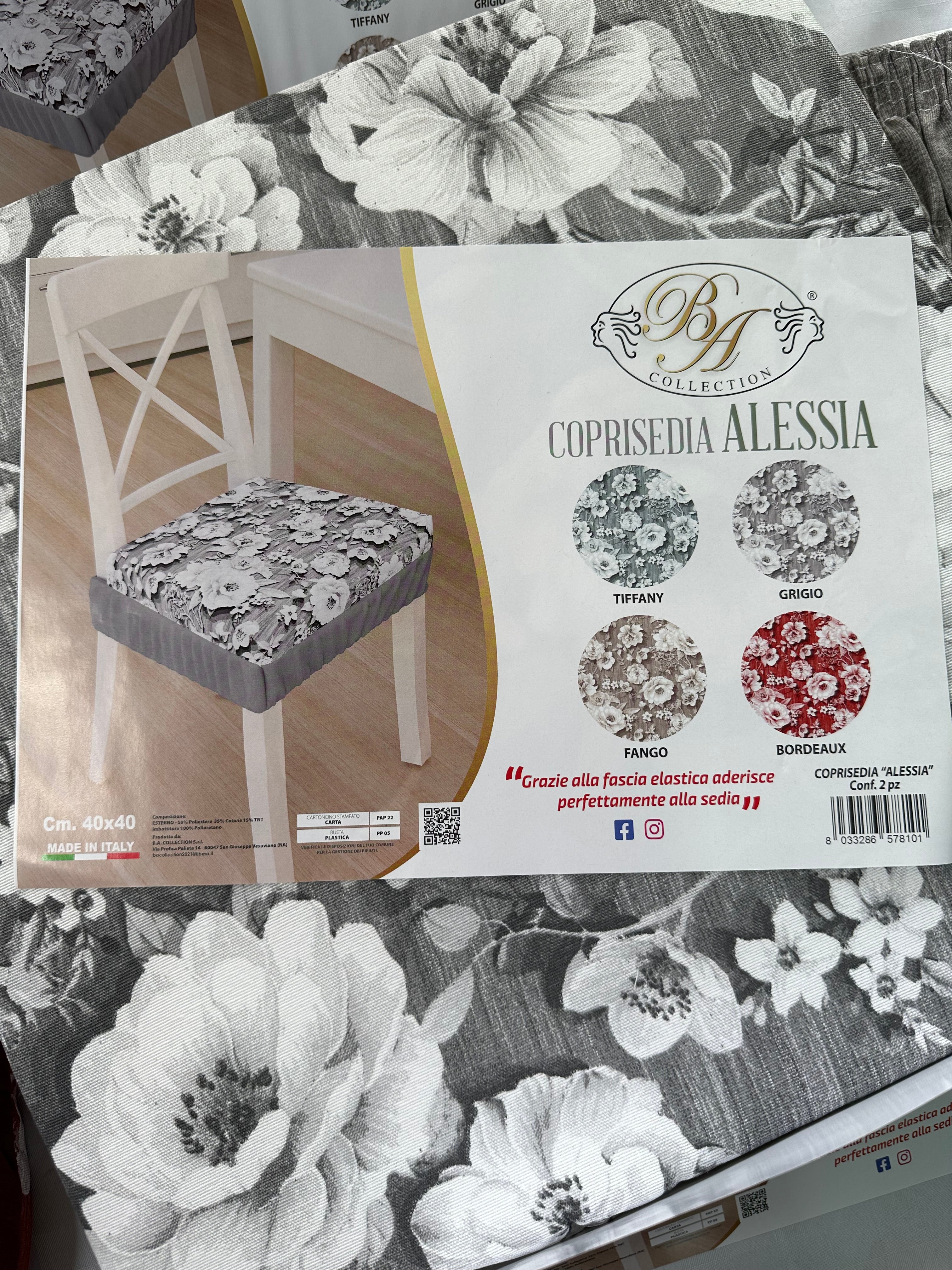 SET 6 PEZZI CUSCINI SEDIA CON ELASTICO Fantasia Margot