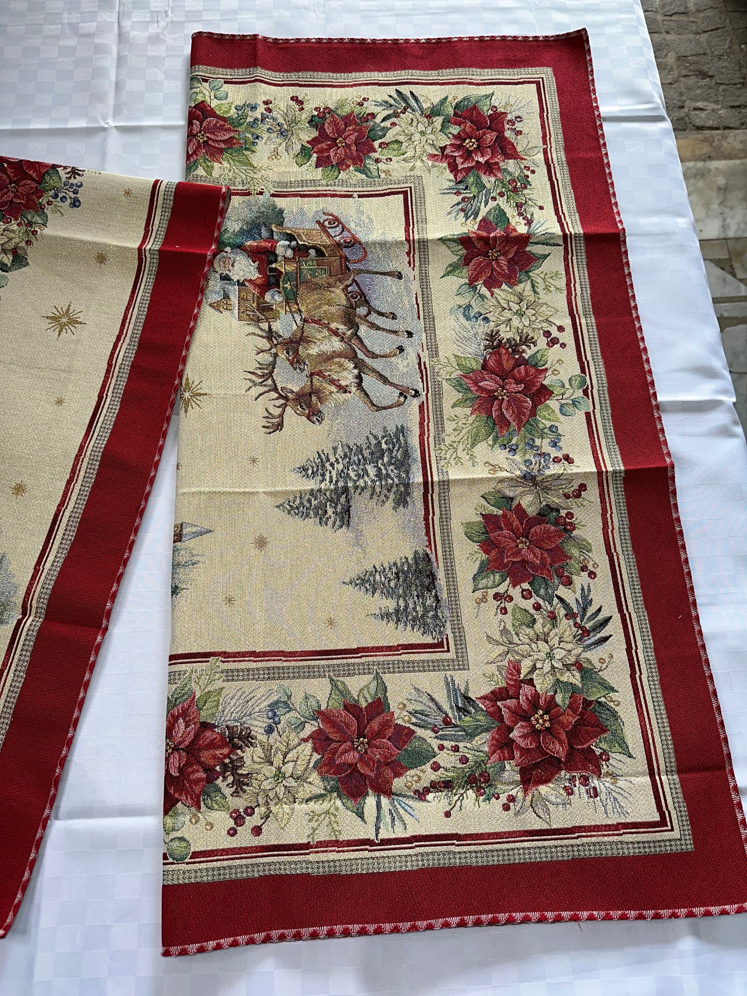 COORDINATO VINGI NATALIZIO IN TESSUTO GORBELIN disponibile Runner 40x140cm e Centrotavola 100x100cm art.Slitta