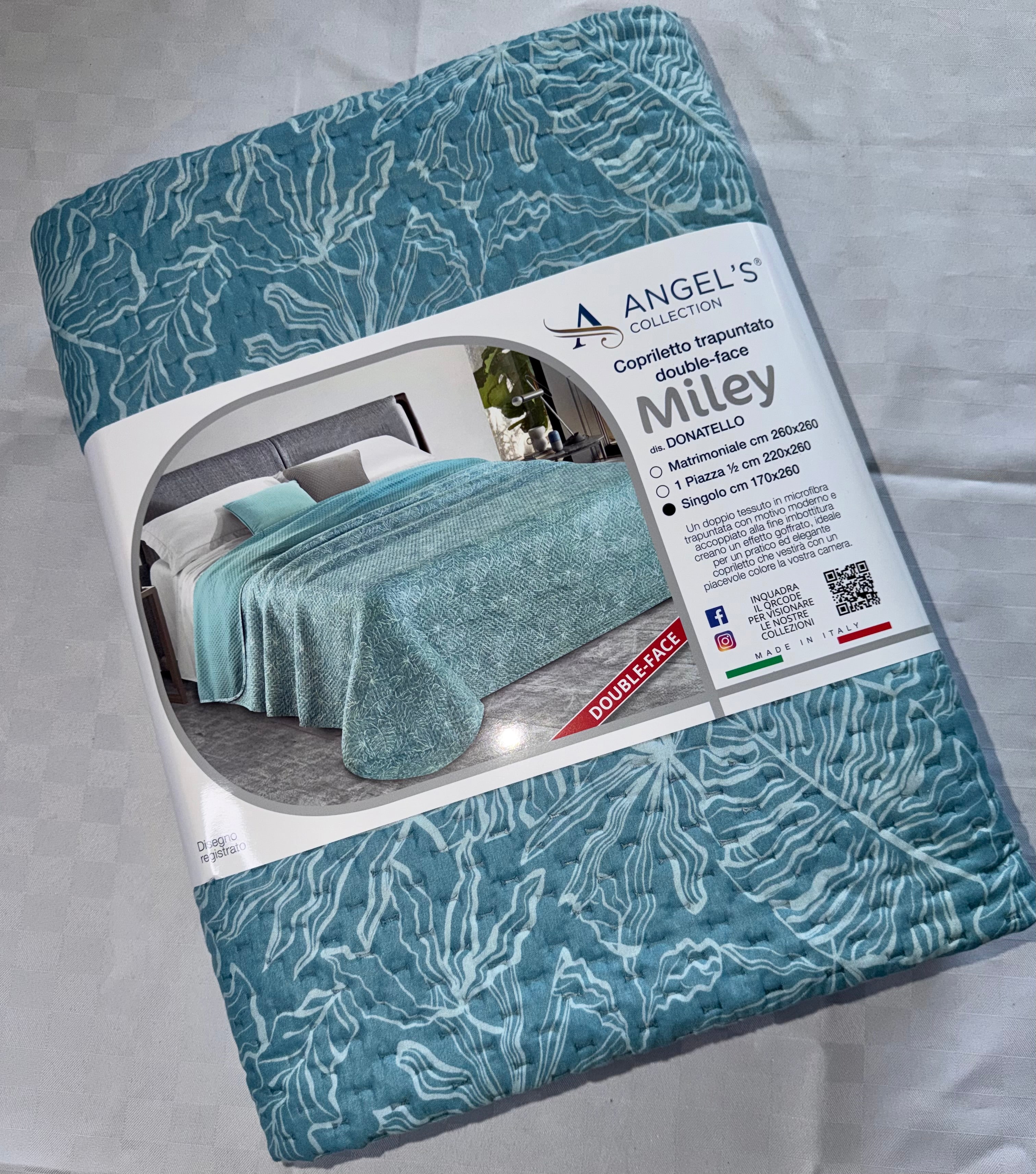 COPRILETTO ESTIVO PER LETTO SINGOLO misura 170x260cm DOUBLE-FACE (Fantasia e Tinta unita)