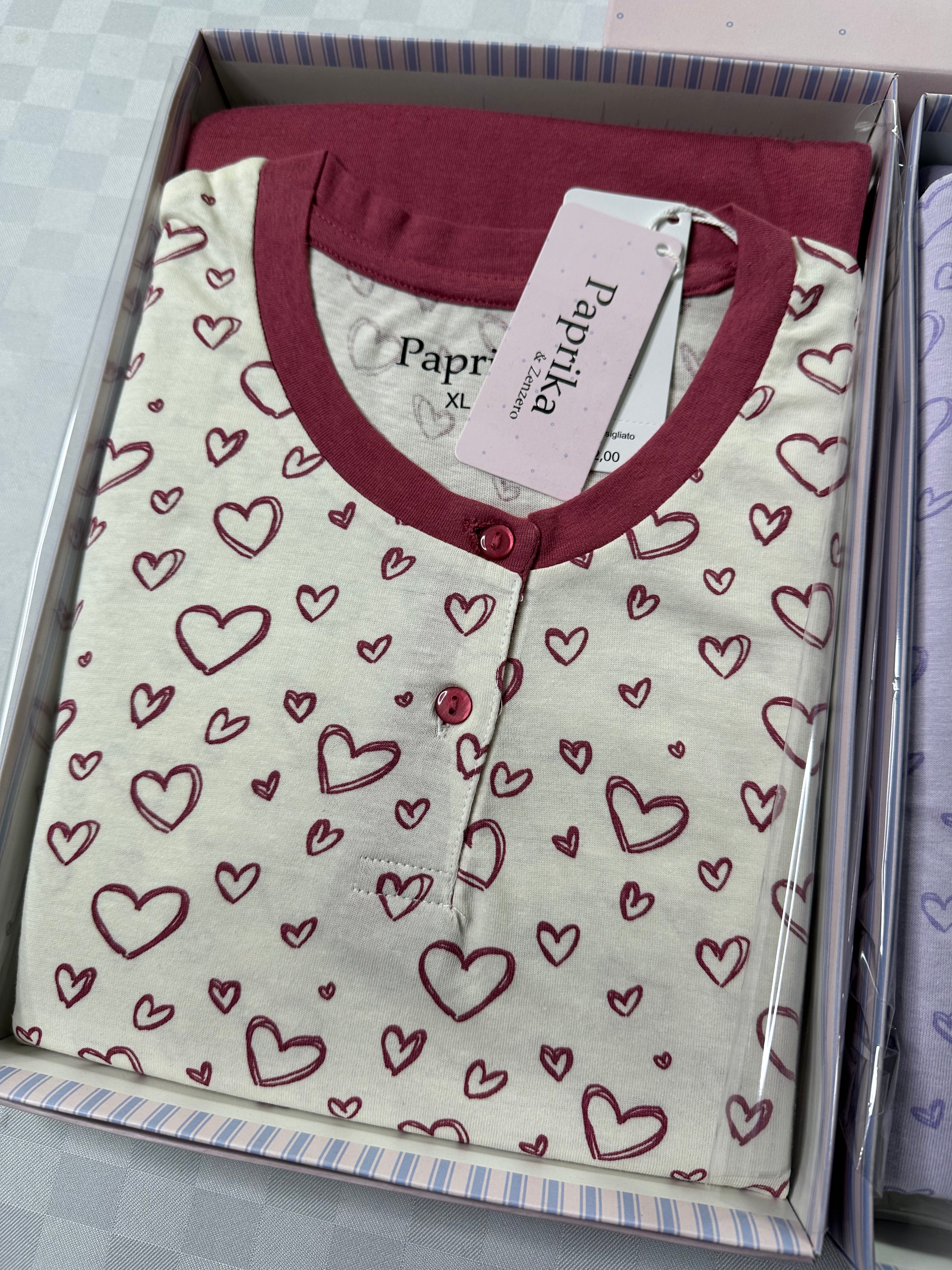 PIGIAMA DONNA 3 PEZZI IN 100% COTONE Maglia mezza manica, Pantalone lungo e Pantaloncino corto