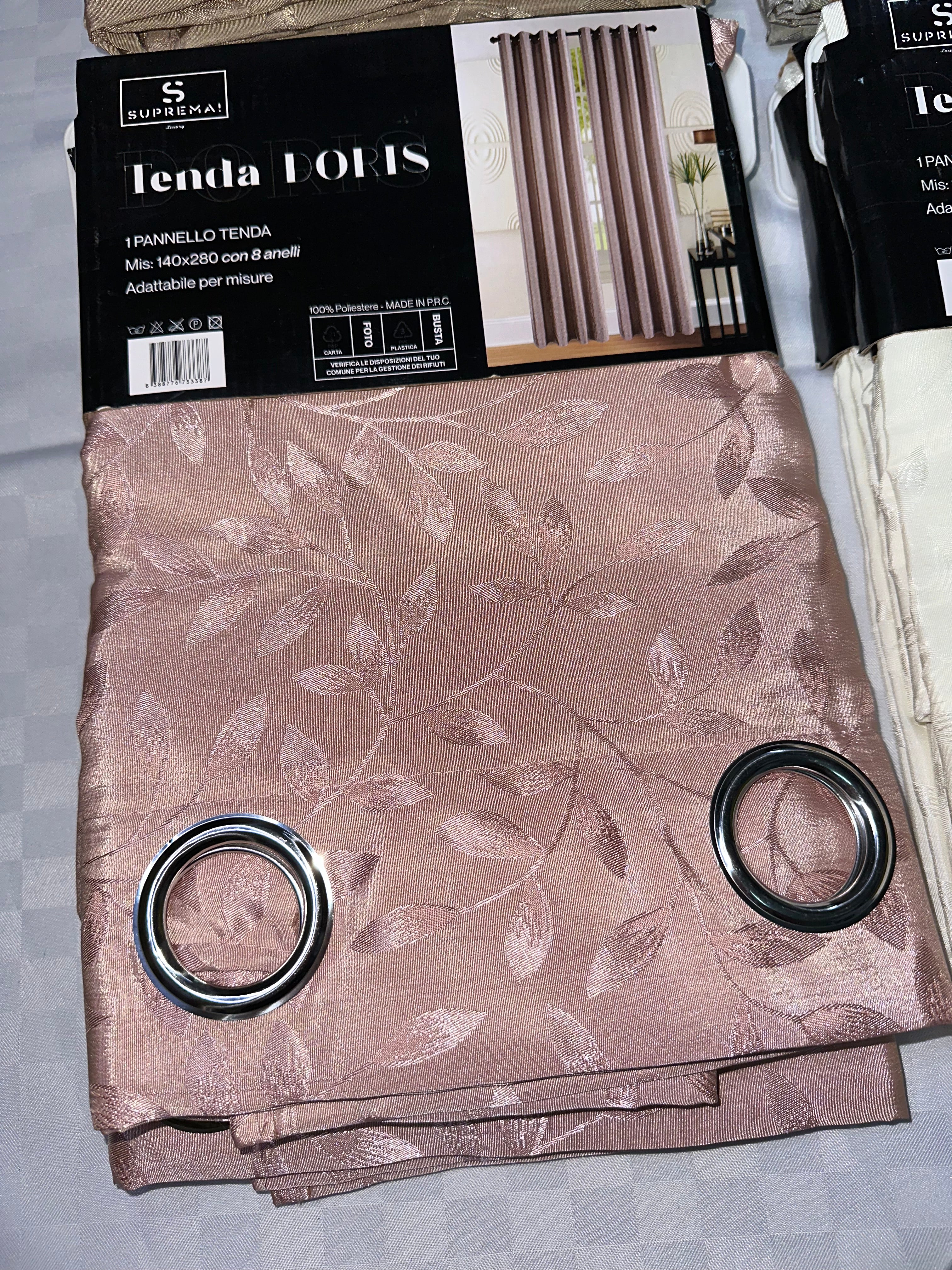 COPPIA DI TENDE PER INTERNI TESSUTO COPRENTE CONFEZIONE DA 2 TELI (OGNI TELO MISURA 140x280cm)art.Doris