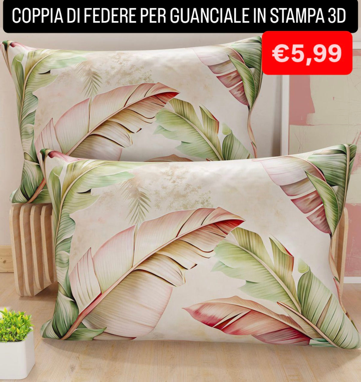 COPPIA DI FEDERE PER GUANCIALE IN STAMPA 3D misura 52x82cm