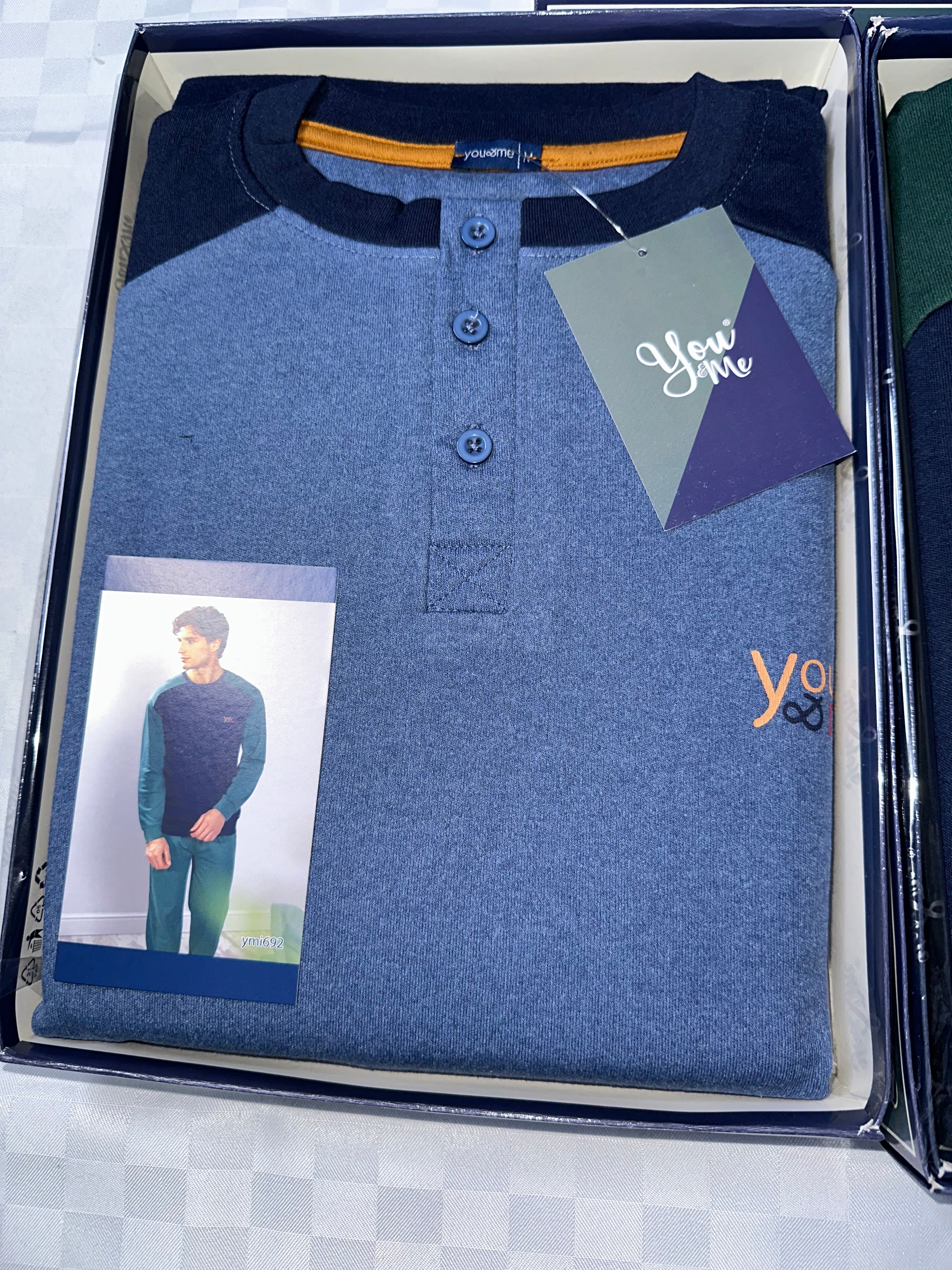 PIGIAMA UOMO IN COTONE CALDO Manica lunga e Pantalone lungo