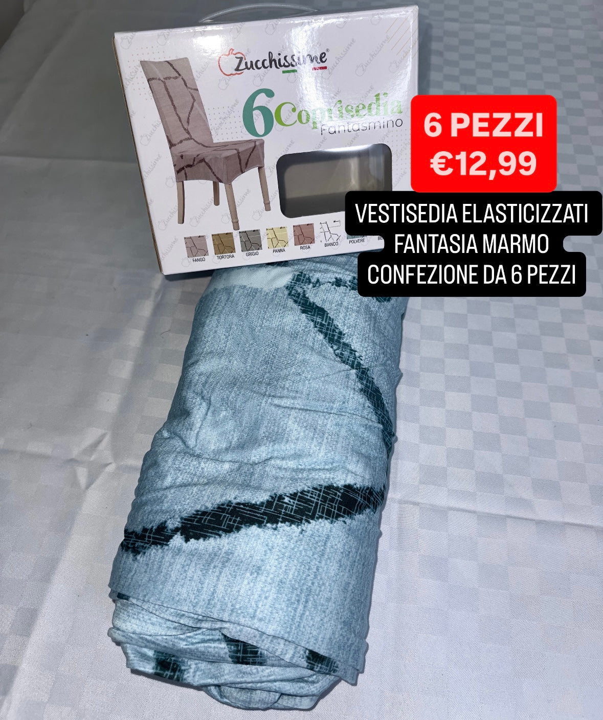 VESTISEDIA ELASTICIZZATI FANTASIA MARMO CONFEZIONE DA 6 PEZZI