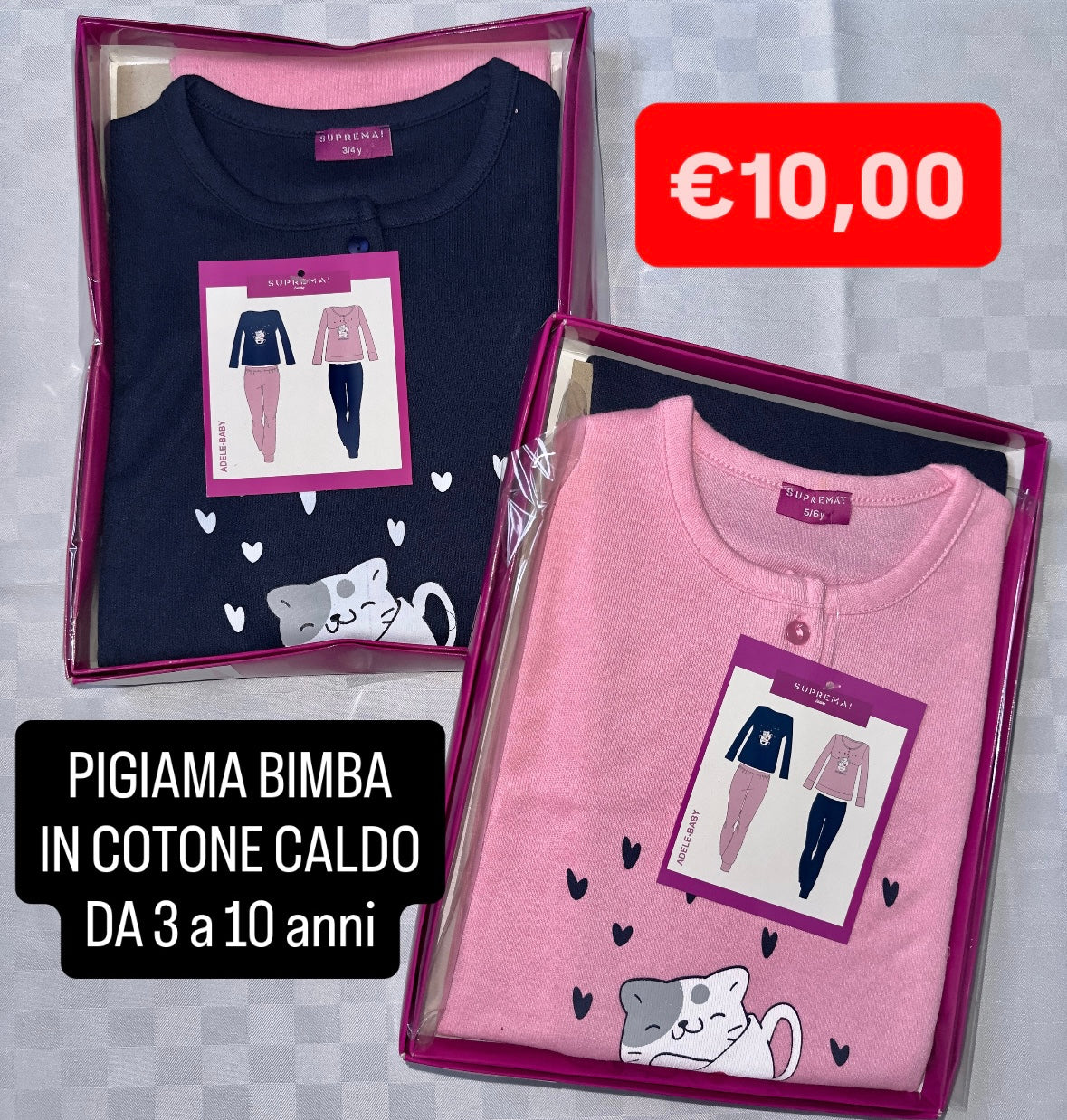 PIGIAMA BIMBA IN COTONE CALDO Manica Lunga e Pantalone lungo