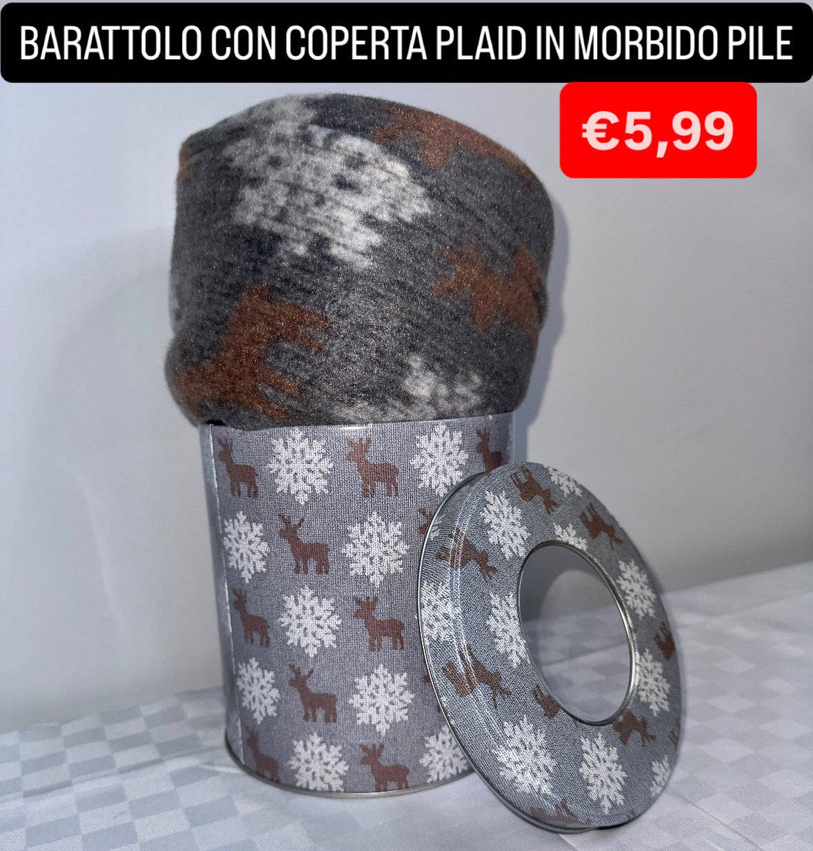 BARATTOLO CON COPERTA PLAID IN MORBIDO PILE misura 100x160cm