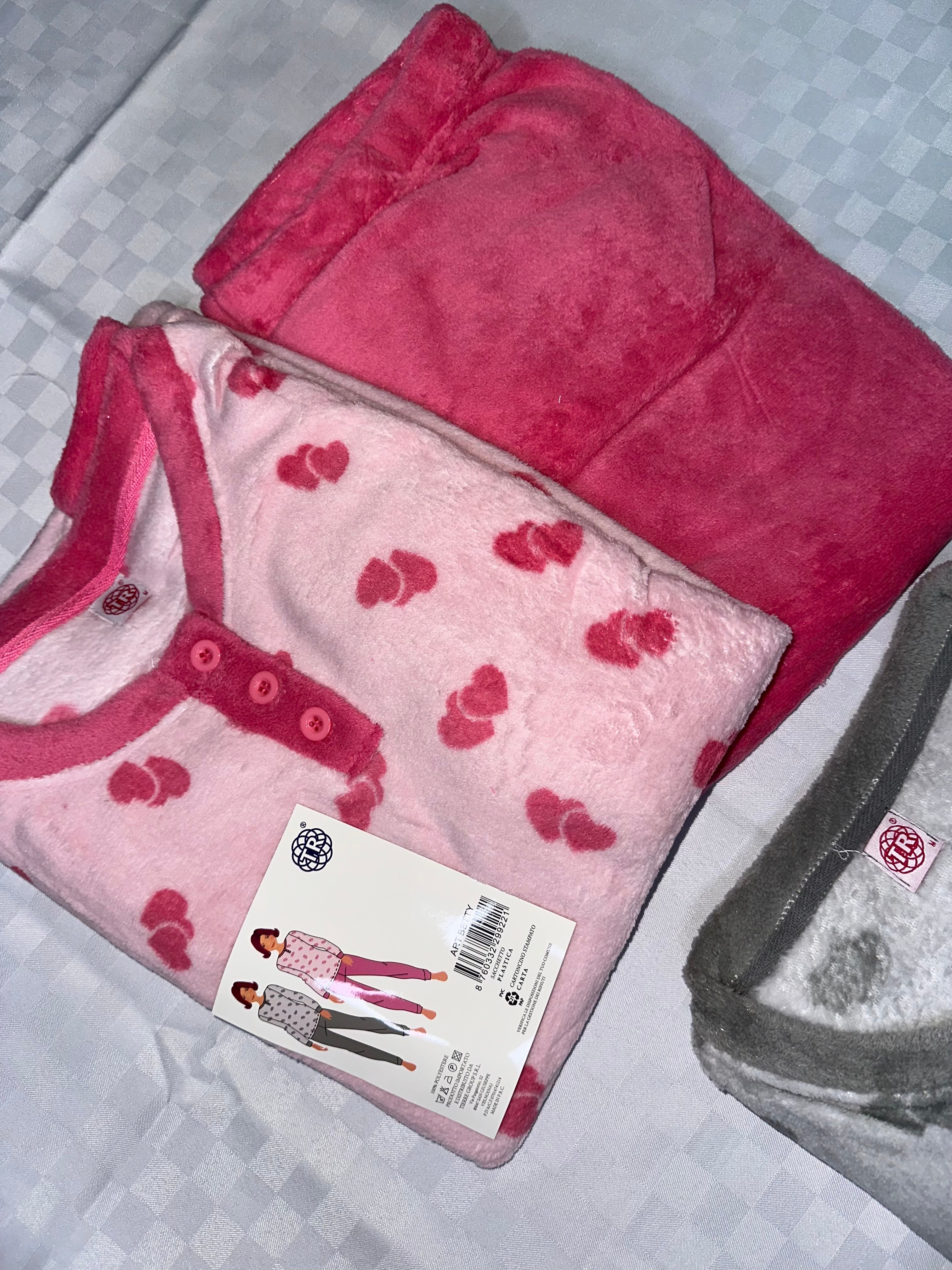 PIGIAMA DONNA IN MORBIDO PILE Manica lunga e Pantalone lungo