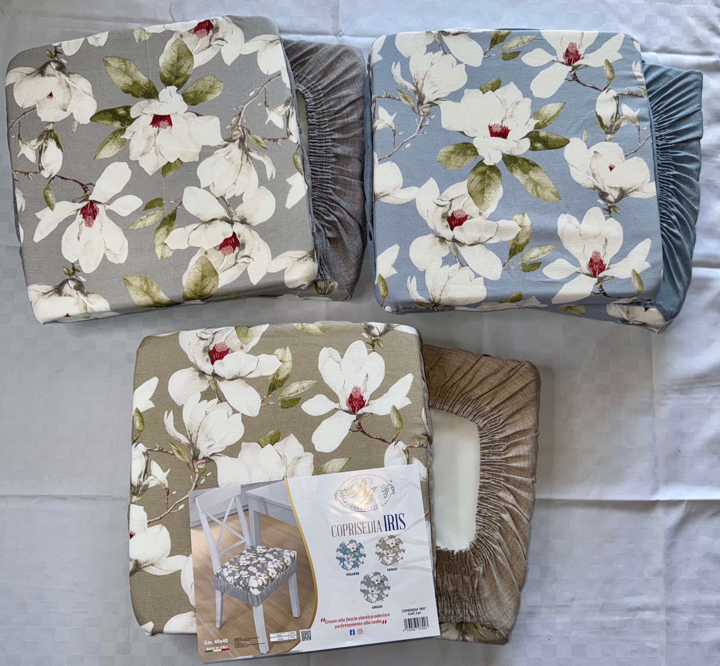 SET 6 PEZZI CUSCINI SEDIA CON ELASTICO Fantasia Iris