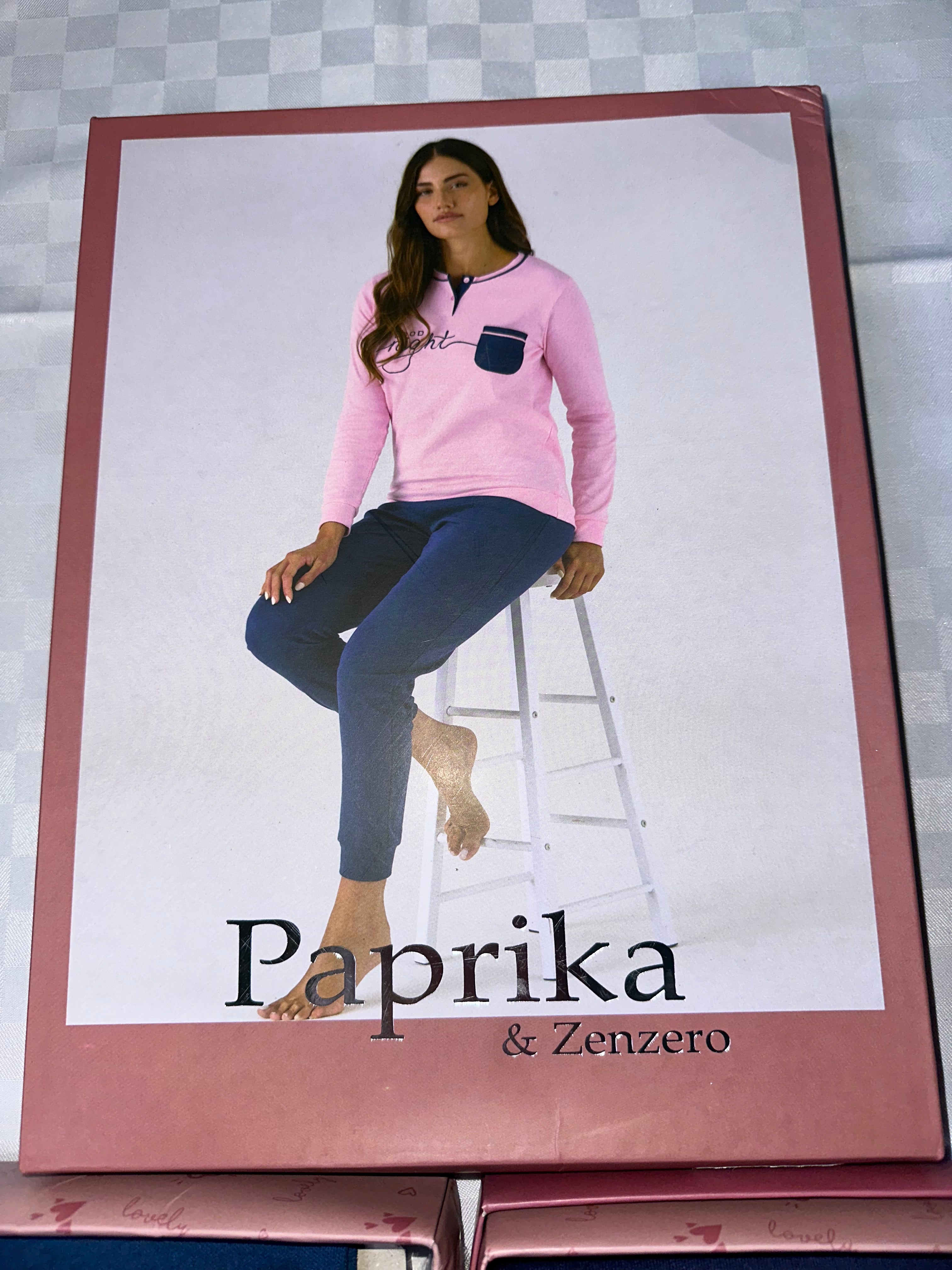 PIGIAMA DONNA IN COTONE CALDO MANICA LUNGA E PANTALONE LUNGO