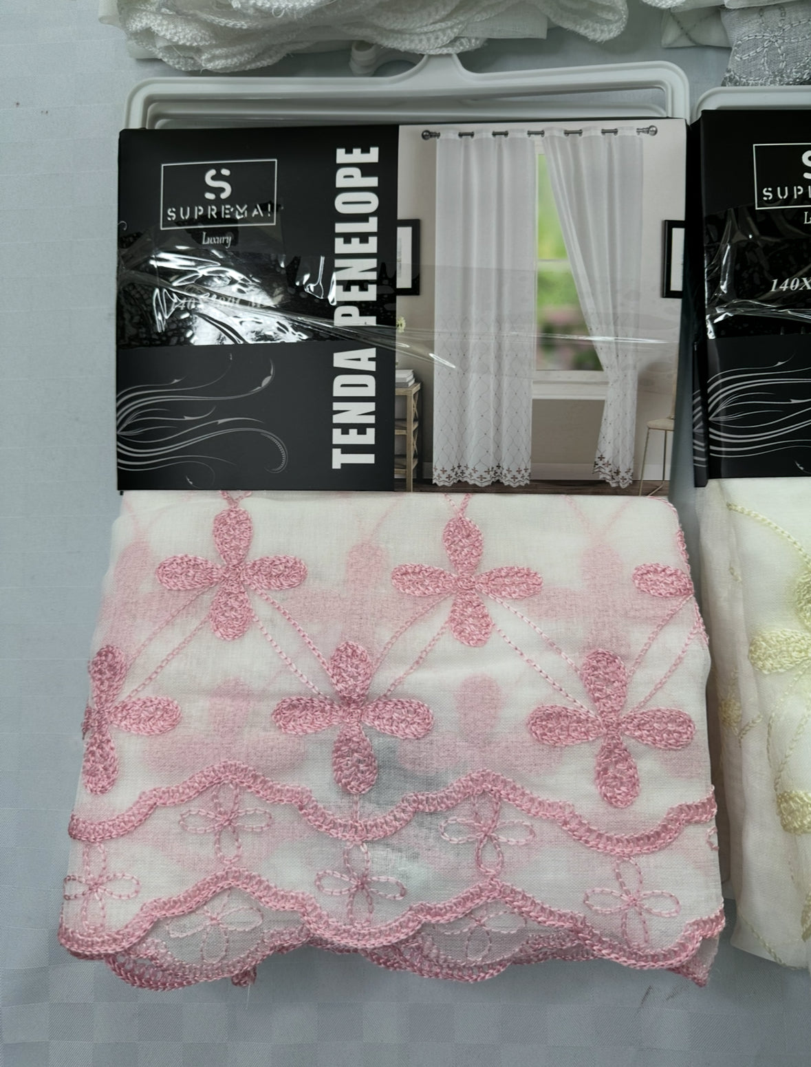 COPPIA DI TENDE PER INTERNI VELATE CONFEZIONE DA 2 TELI (OGNI TELO MISURA 140x280cm)art.Penelope