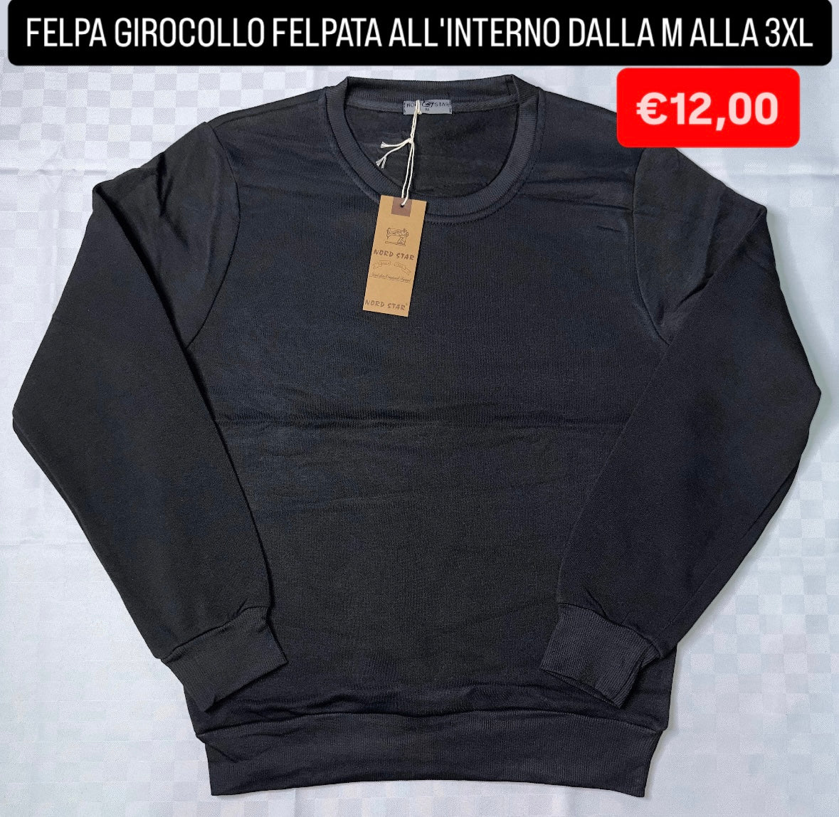 FELPA GIROCOLLO FELPATA ALL'INTERNO