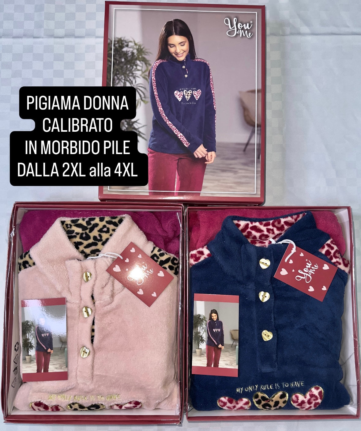 PIGIAMA DONNA CALIBRATO IN MORBIDO PILE dalla 2XL alla 4XL
